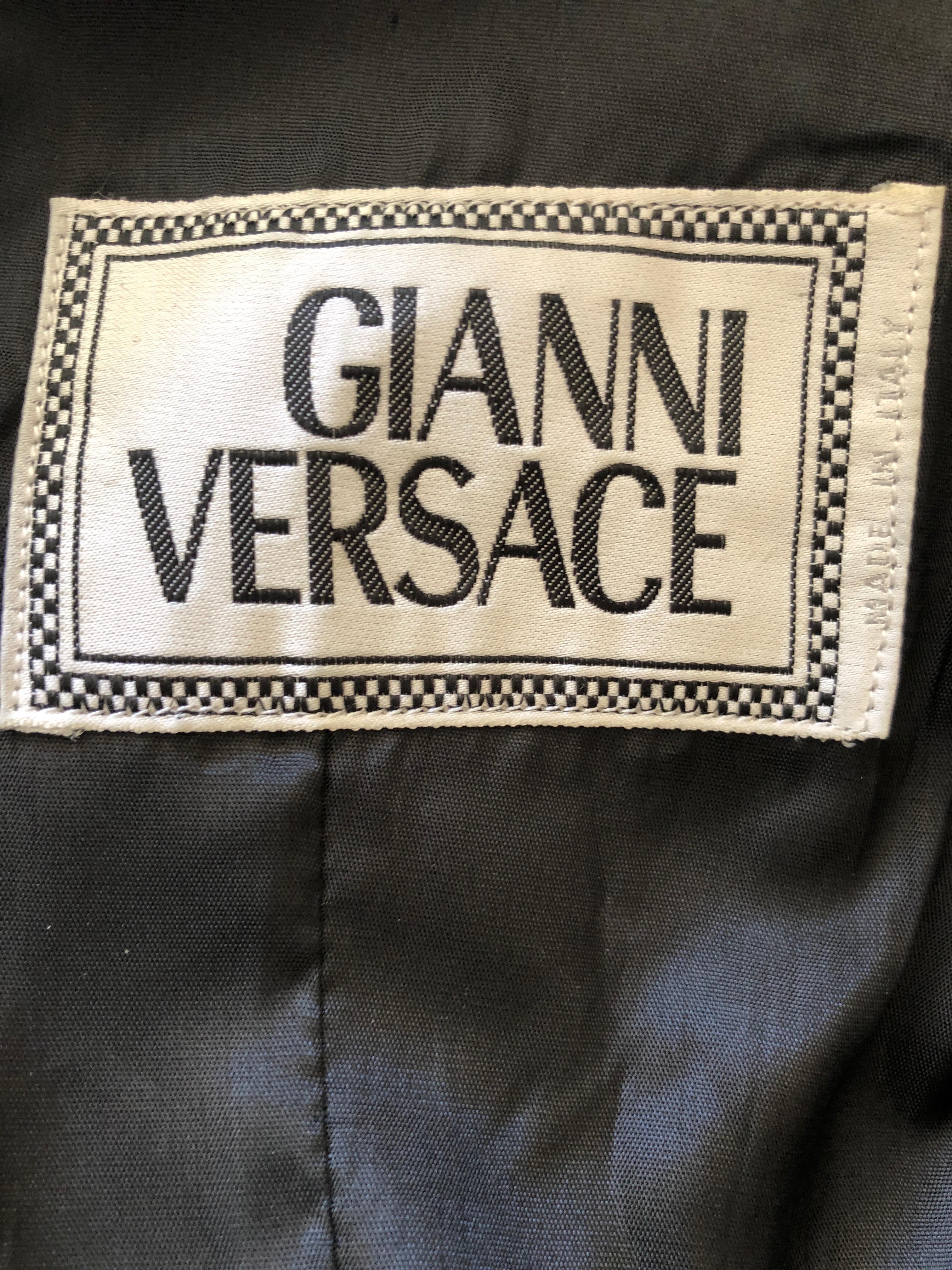 Gianni Versace 1990 Lambskin Leather Moto Jacket with Gold Embellishment For Sale 7