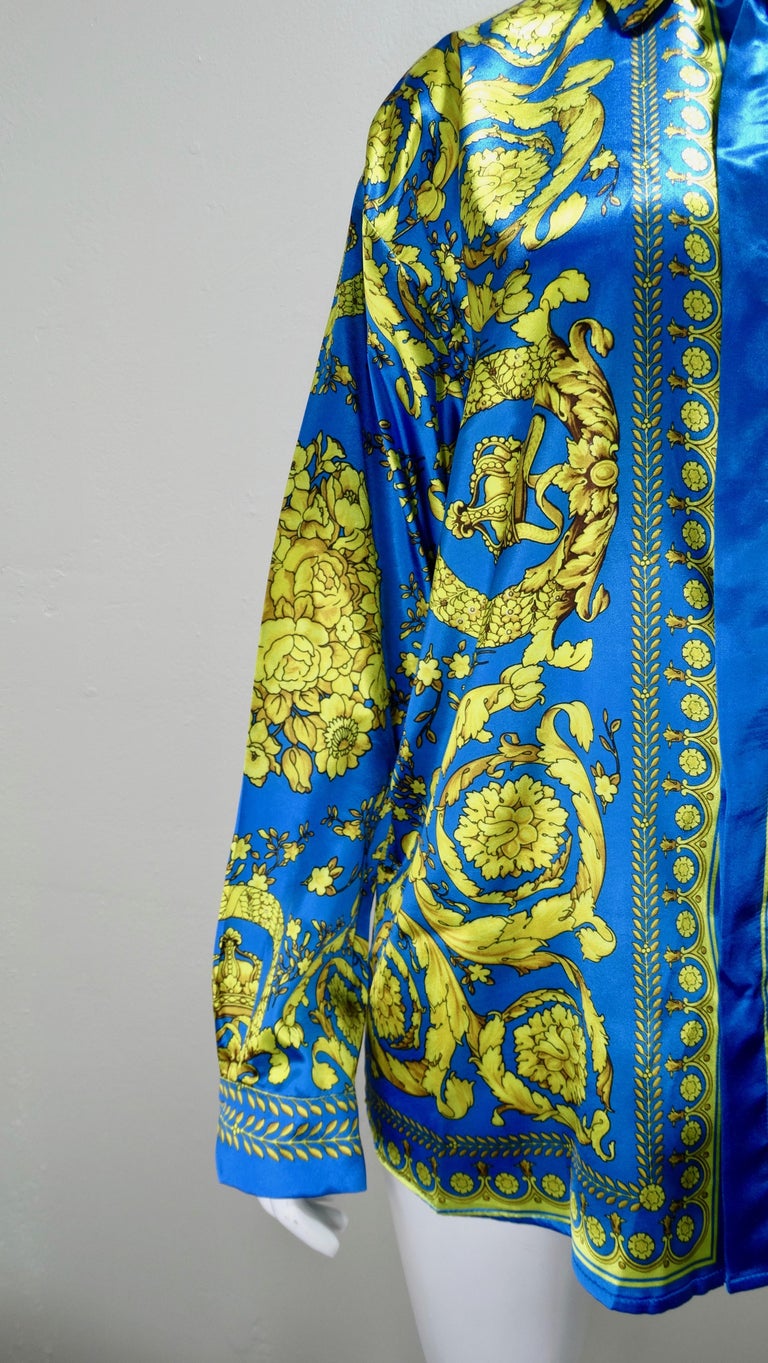Gianni Versace 1990s Baroque Motif Silk Shirt For Sale at 1stDibs