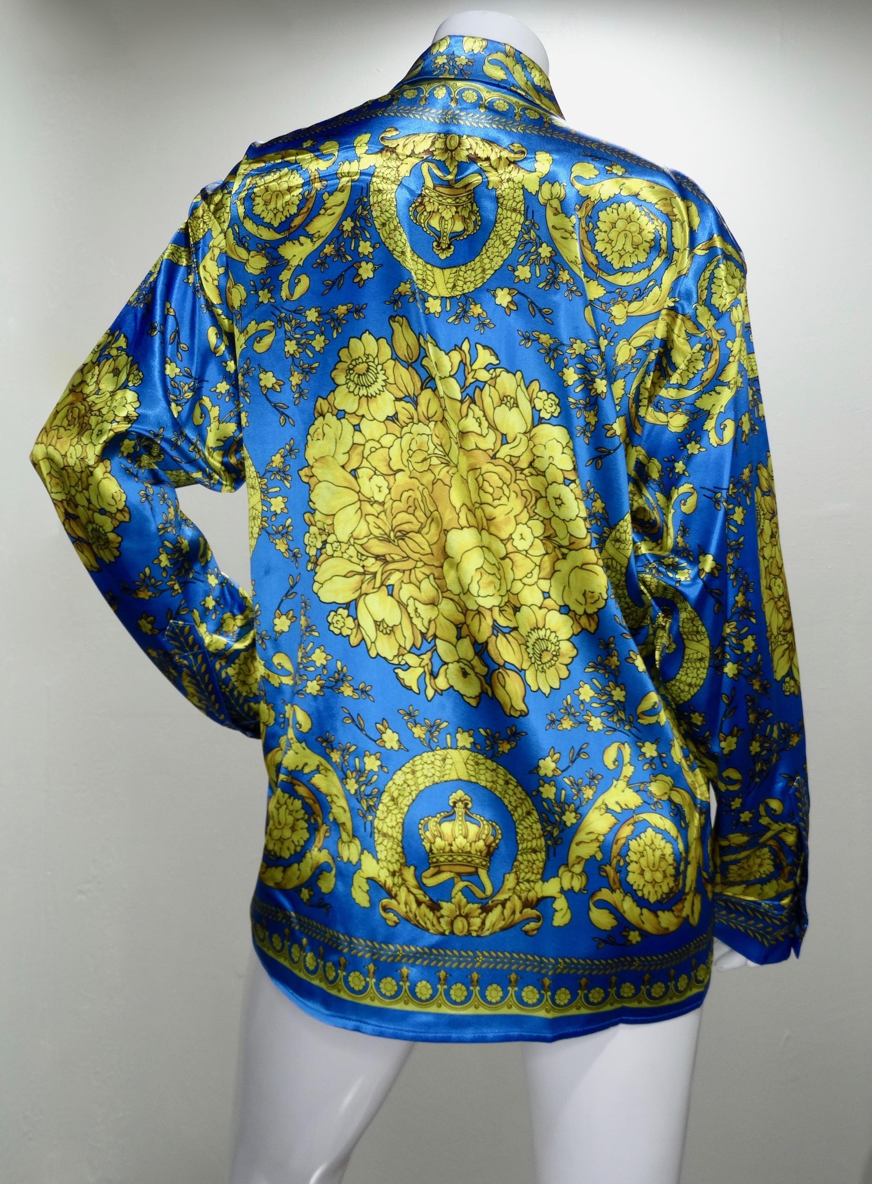 Gianni Versace 1990s Baroque Motif Silk Shirt  1