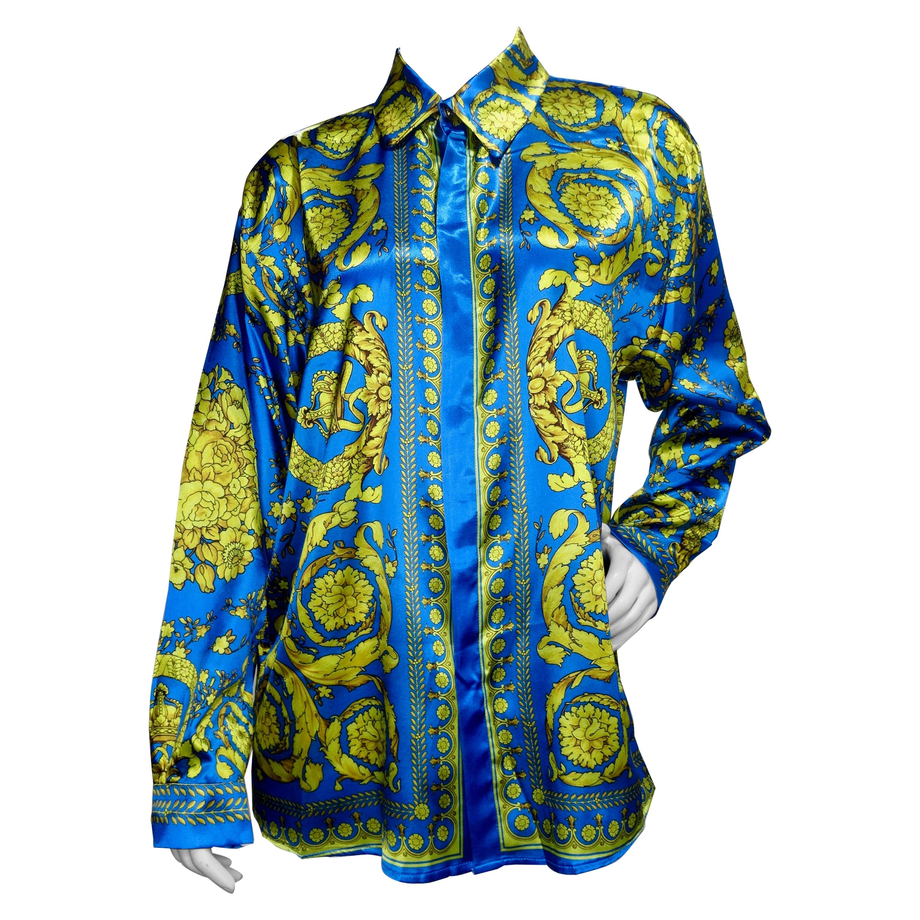 Gianni Versace 1990s Baroque Motif Silk Shirt 