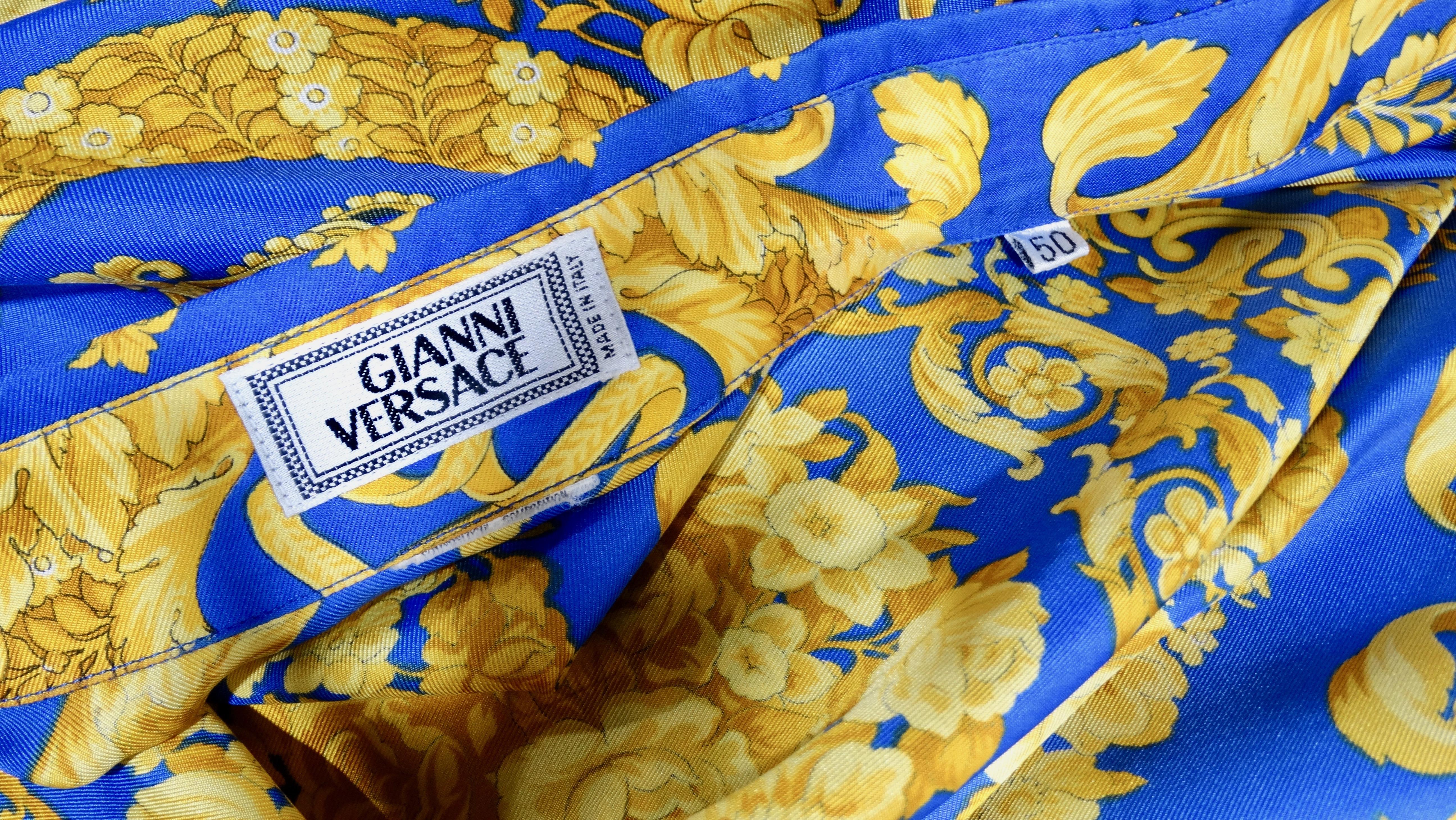 Gianni Versace 1990s Baroque Print Silk Shirt  2