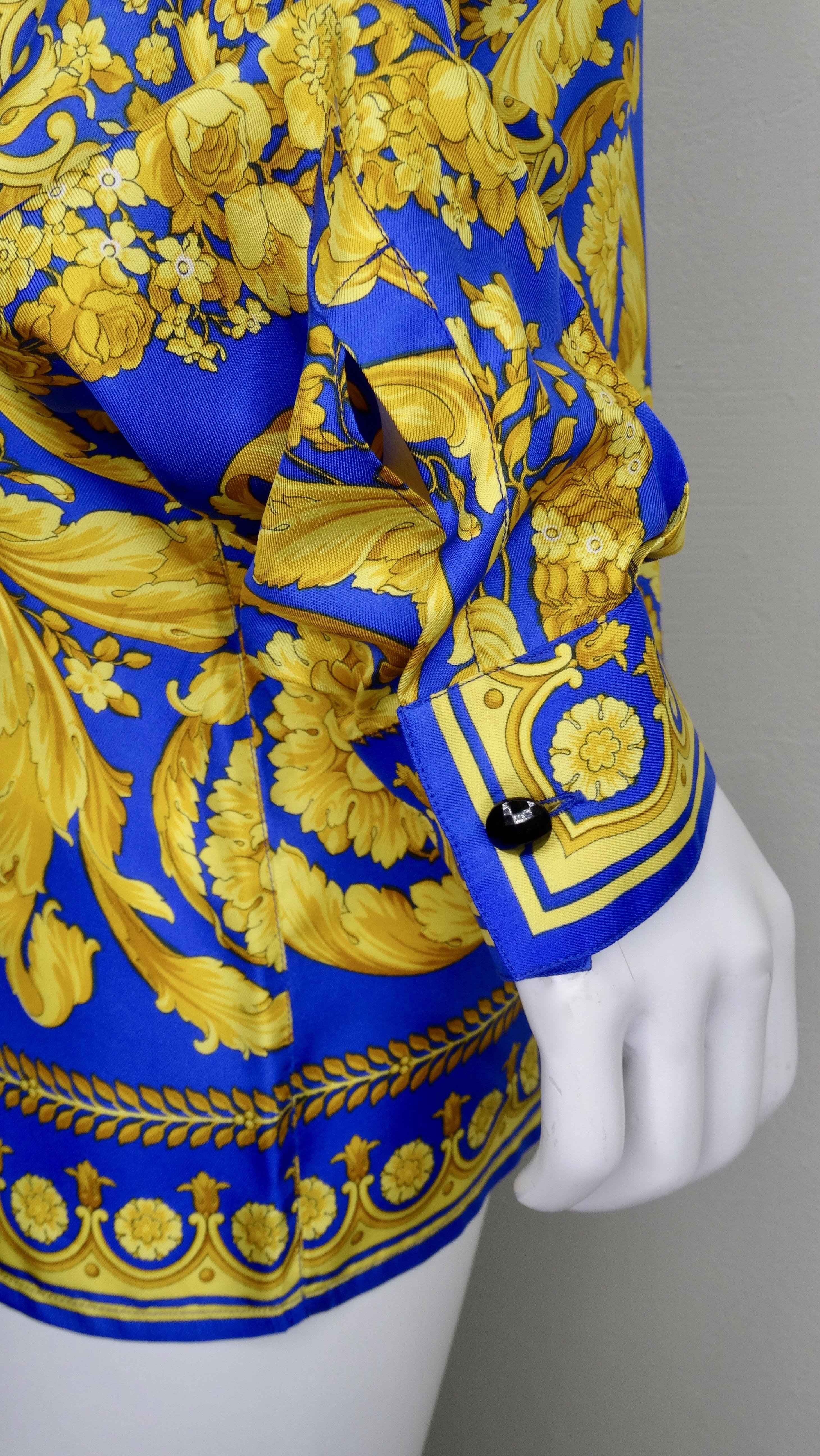 Camicia in seta con stampa barocca Gianni Versace anni '90 In condizioni buone a Scottsdale, AZ