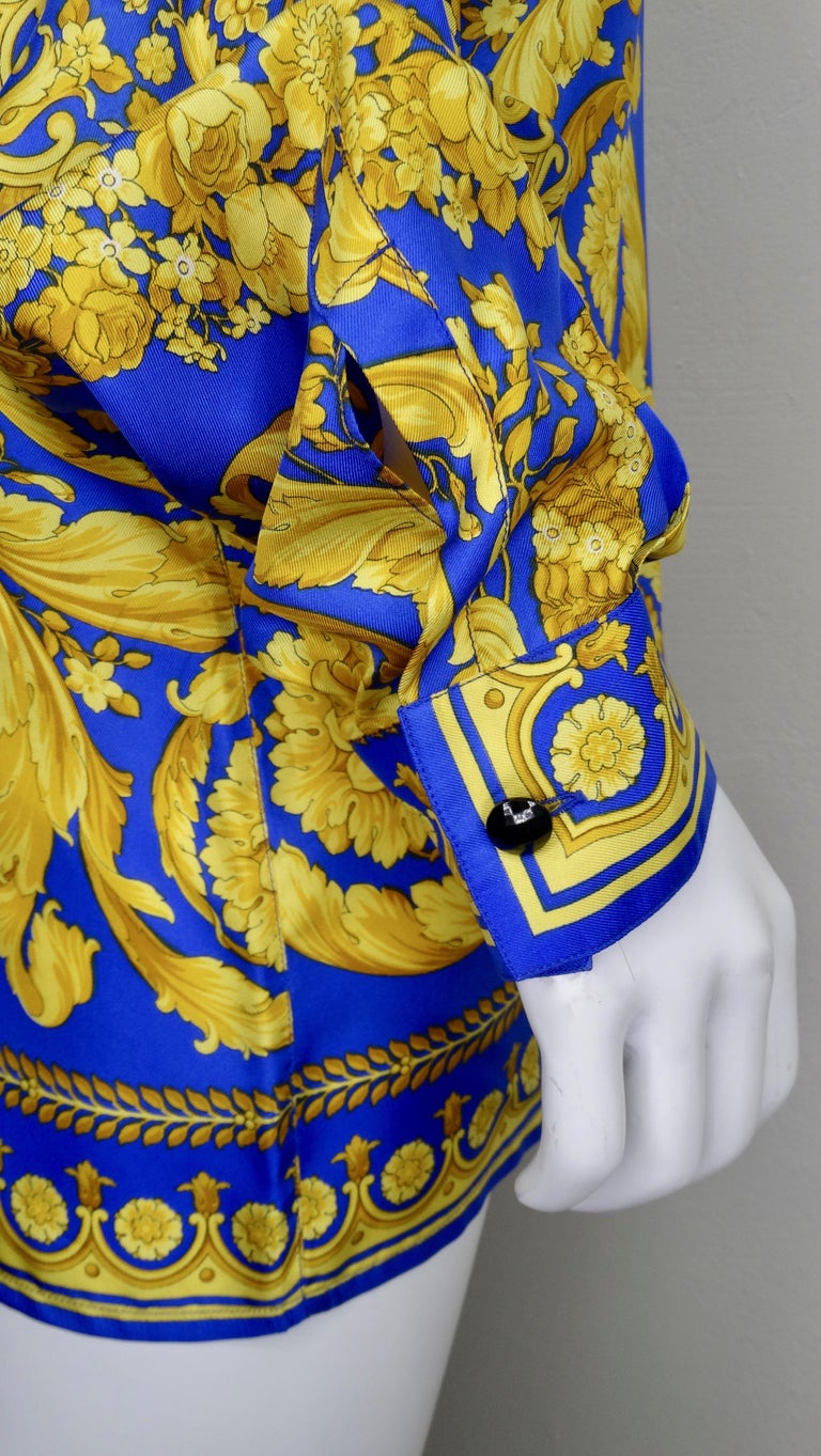 Gianni Versace 1990s Baroque Print Silk Shirt For Sale at 1stDibs