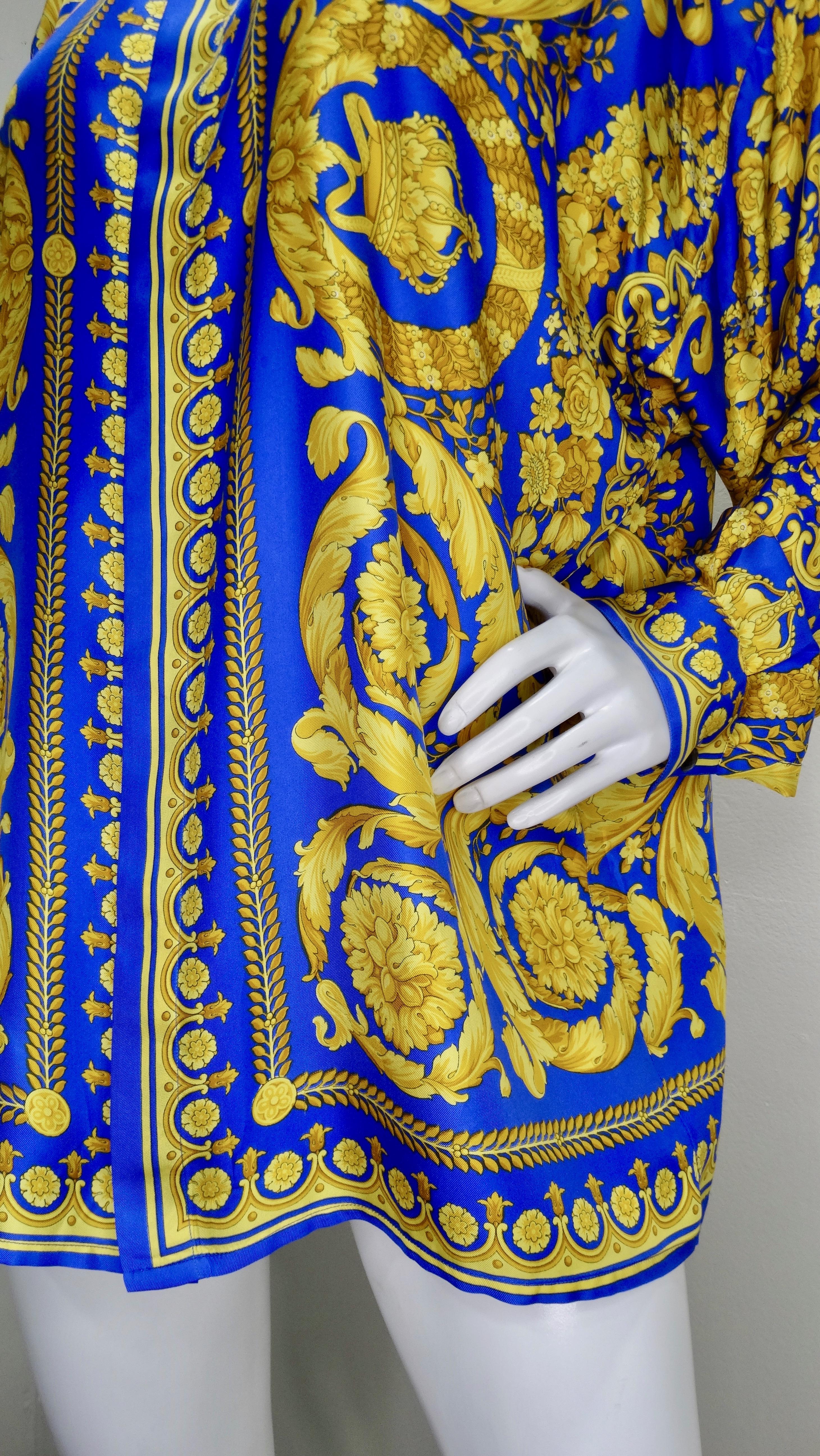 da uomo o donna Camicia in seta con stampa barocca Gianni Versace anni '90