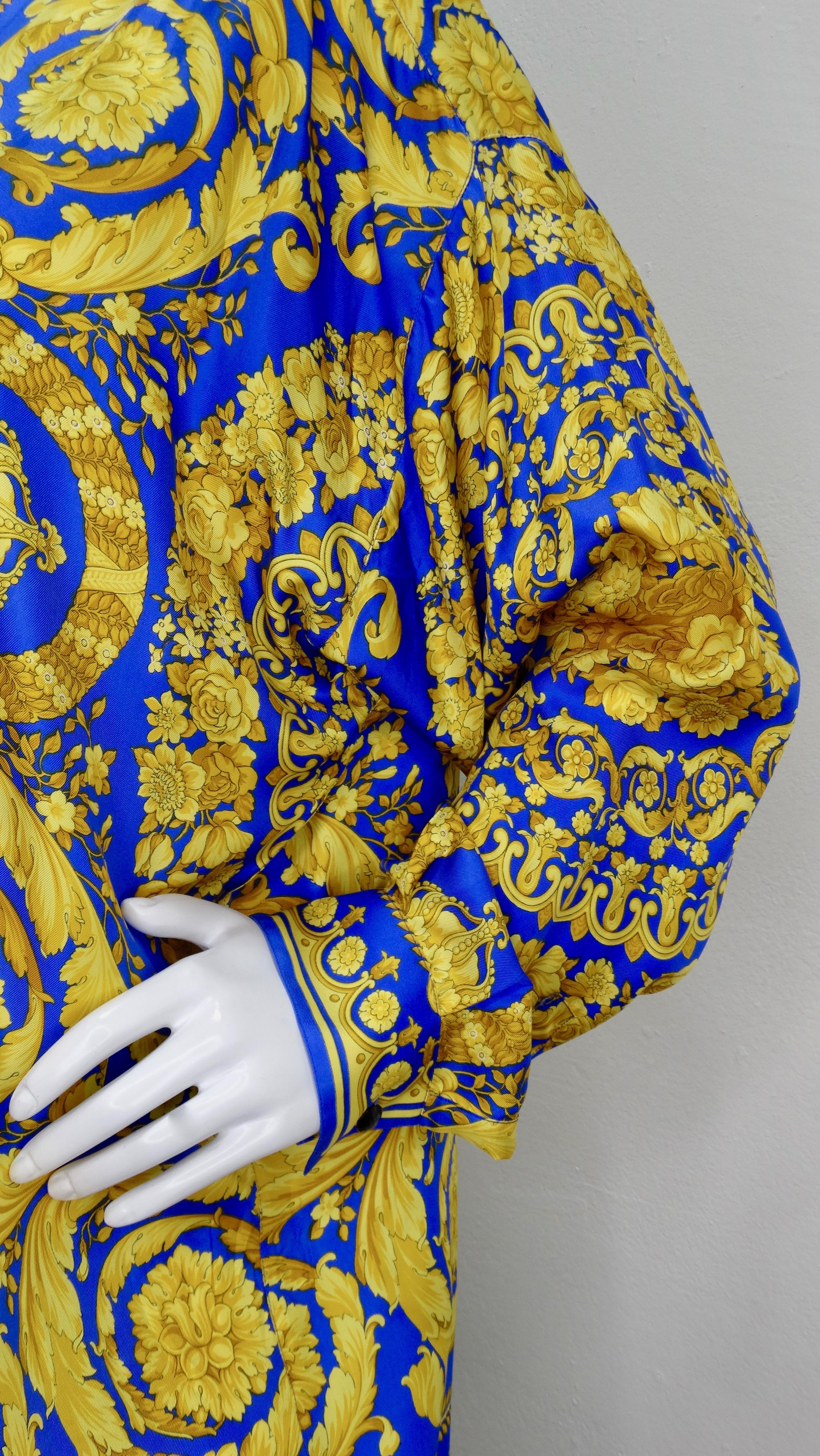 Gianni Versace 1990s Baroque Print Silk Shirt  In Good Condition In Scottsdale, AZ