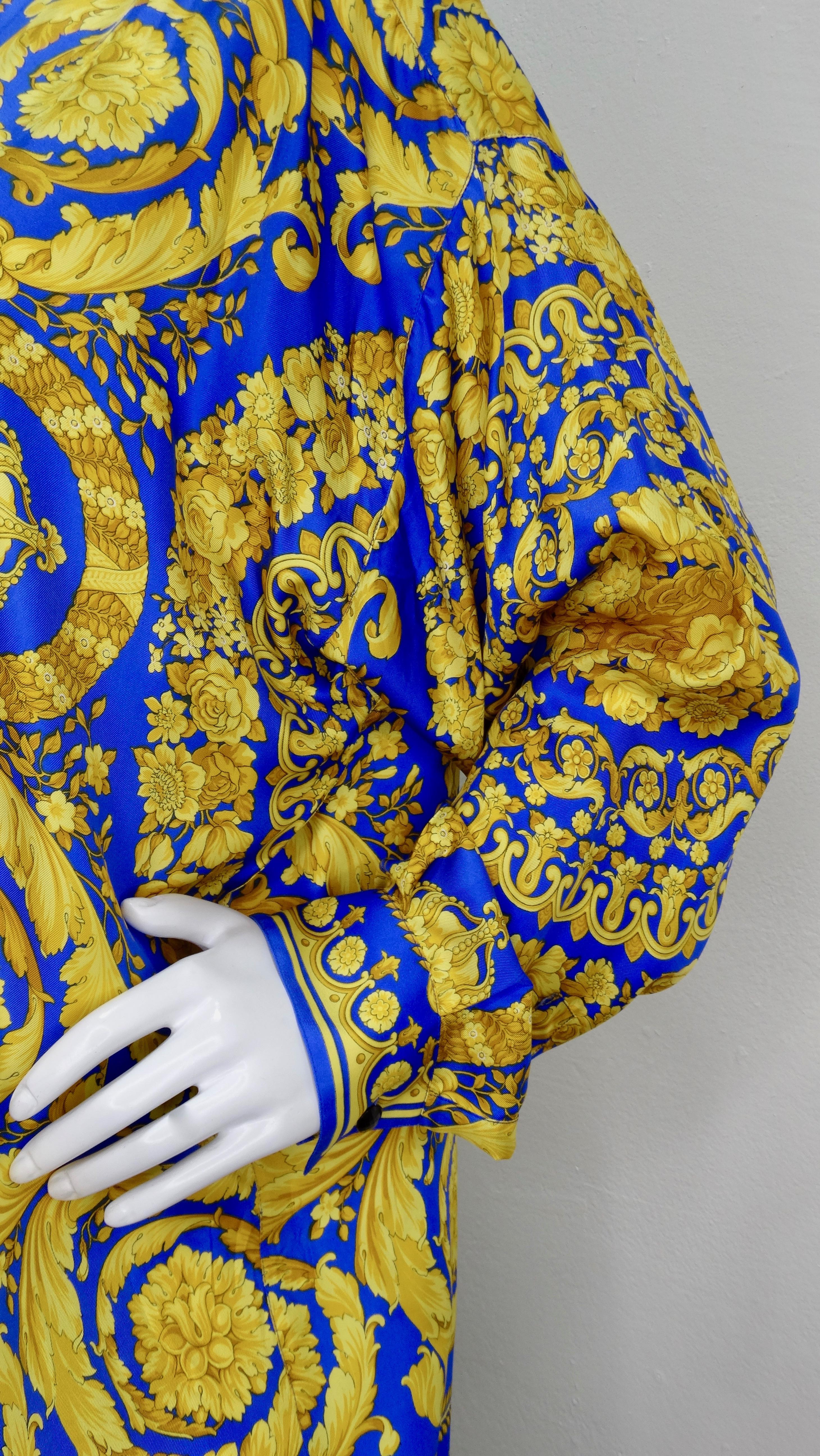 Camicia in seta con stampa barocca Gianni Versace anni '90 2