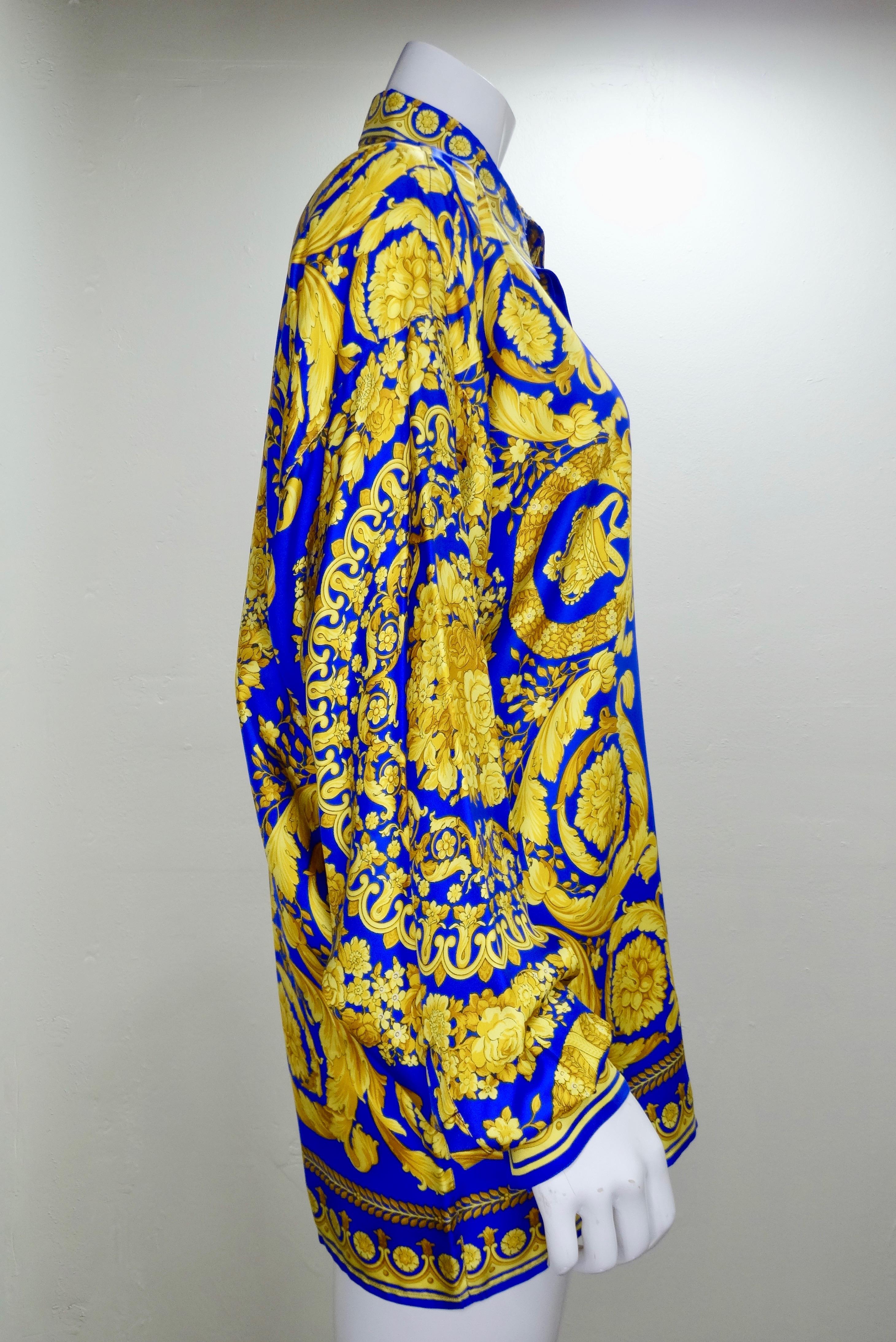 Gianni Versace 1990s Baroque Print Silk Shirt at 1stDibs versace silk shirt, vintage versace