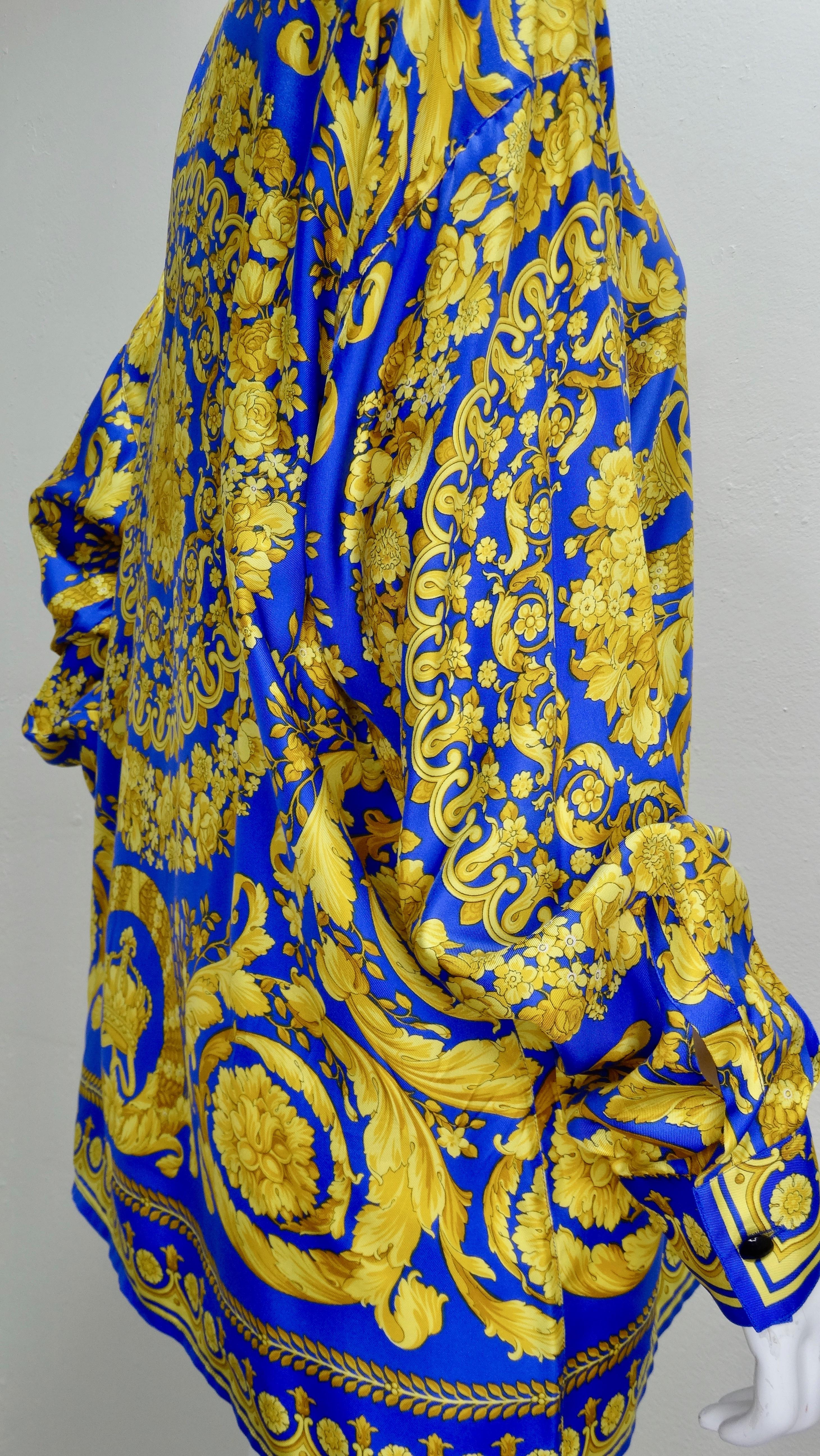 Camicia in seta con stampa barocca Gianni Versace anni '90 4