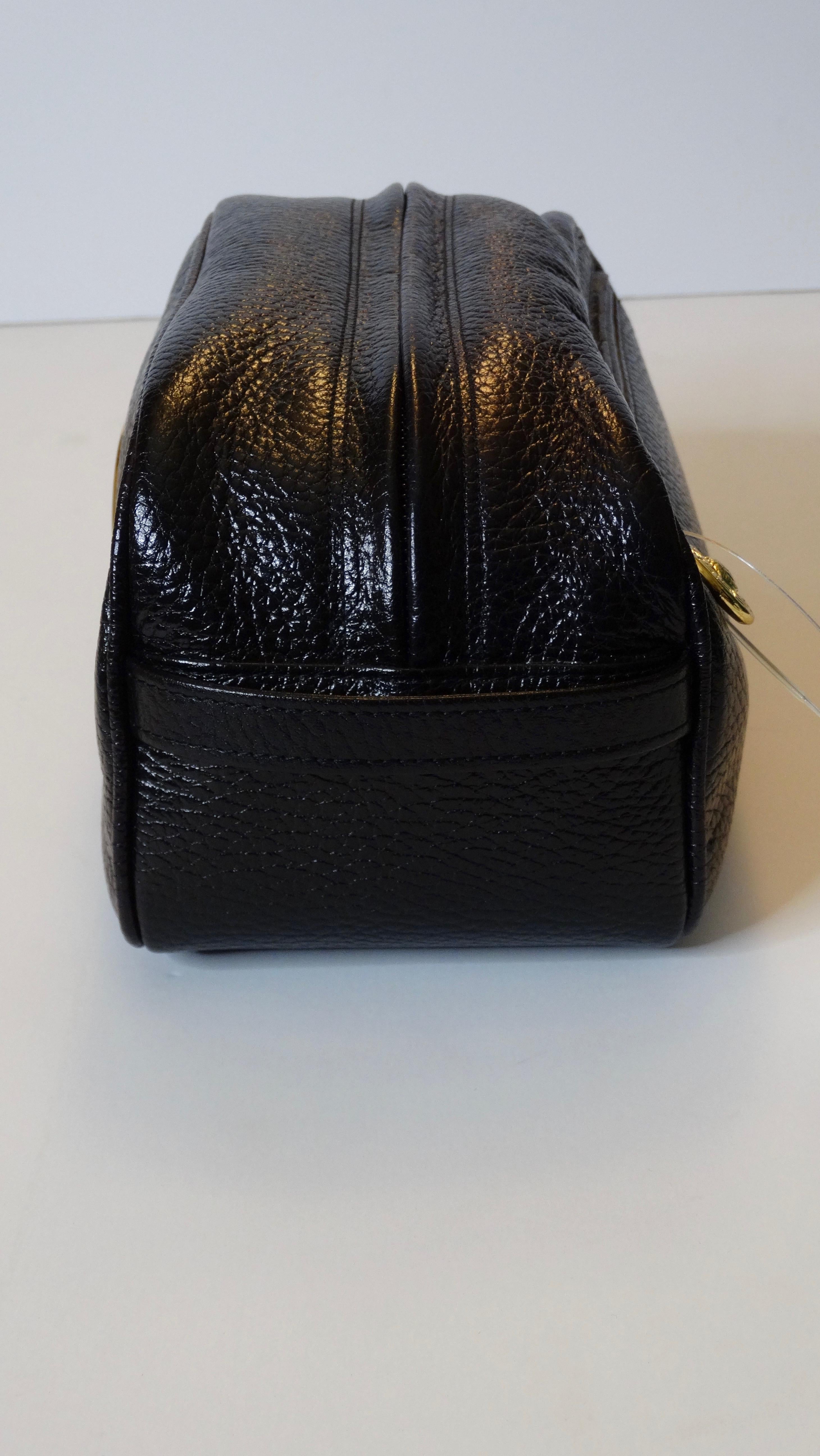 Gianni Versace 1990s Black Leather Cosmetic Bag 5