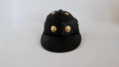 Gianni Versace 1990s Black Leather Medusa Hat
