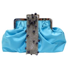 Gianni Versace 1990er Jahre Blaue Kettenhemd-Clutch