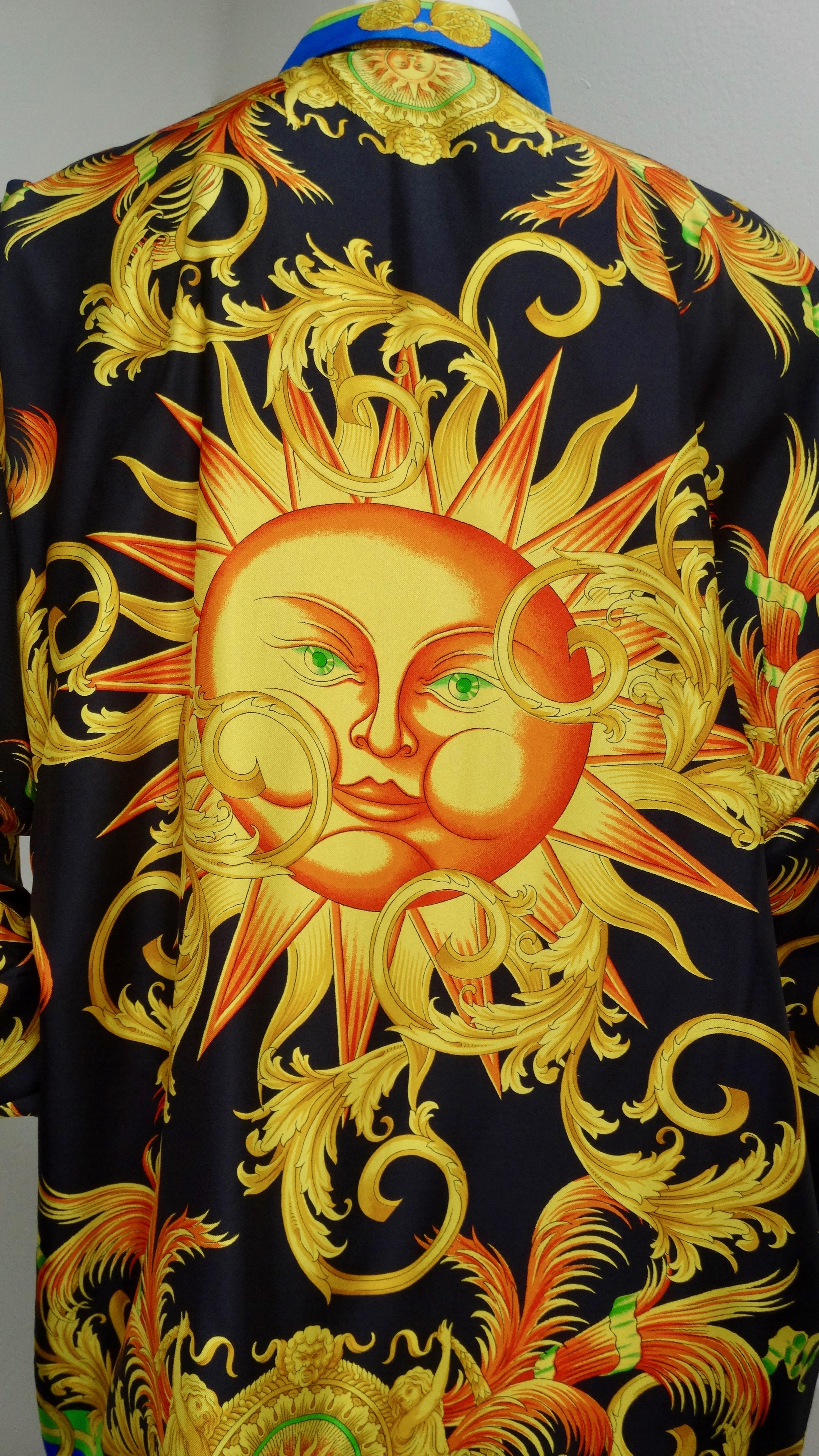 Gianni Versace 1990s Celestial Sun Silk Shirt  2