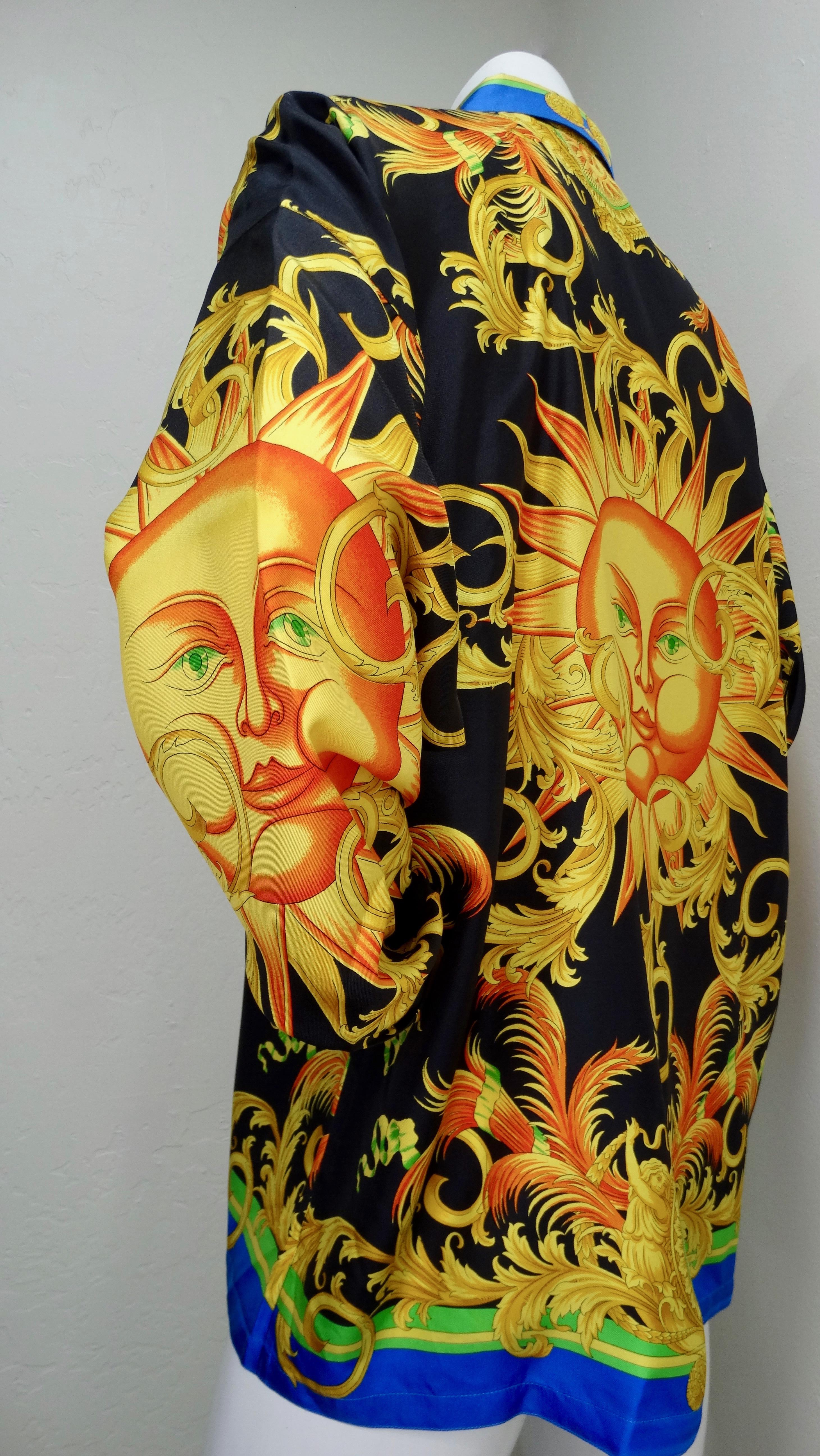 Gianni Versace 1990s Celestial Sun Silk Shirt  3