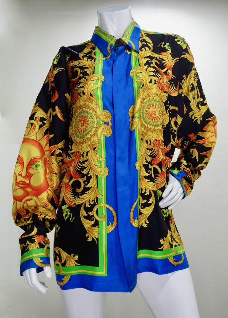 Gianni Versace 1990s Celestial Sun Silk Shirt at 1stDibs | versace
