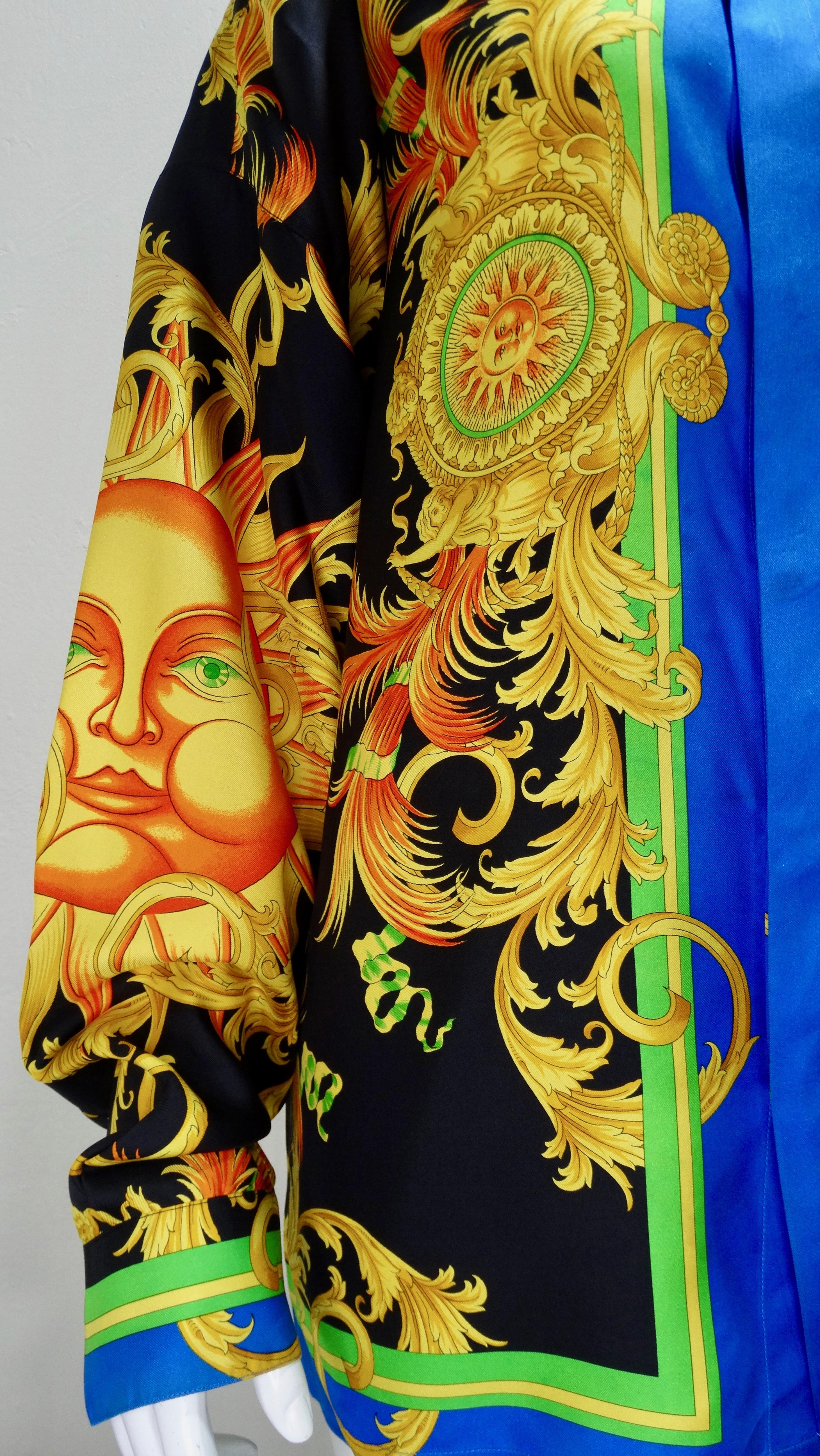 Gianni Versace 1990s Celestial Sun Silk Shirt  In Good Condition In Scottsdale, AZ