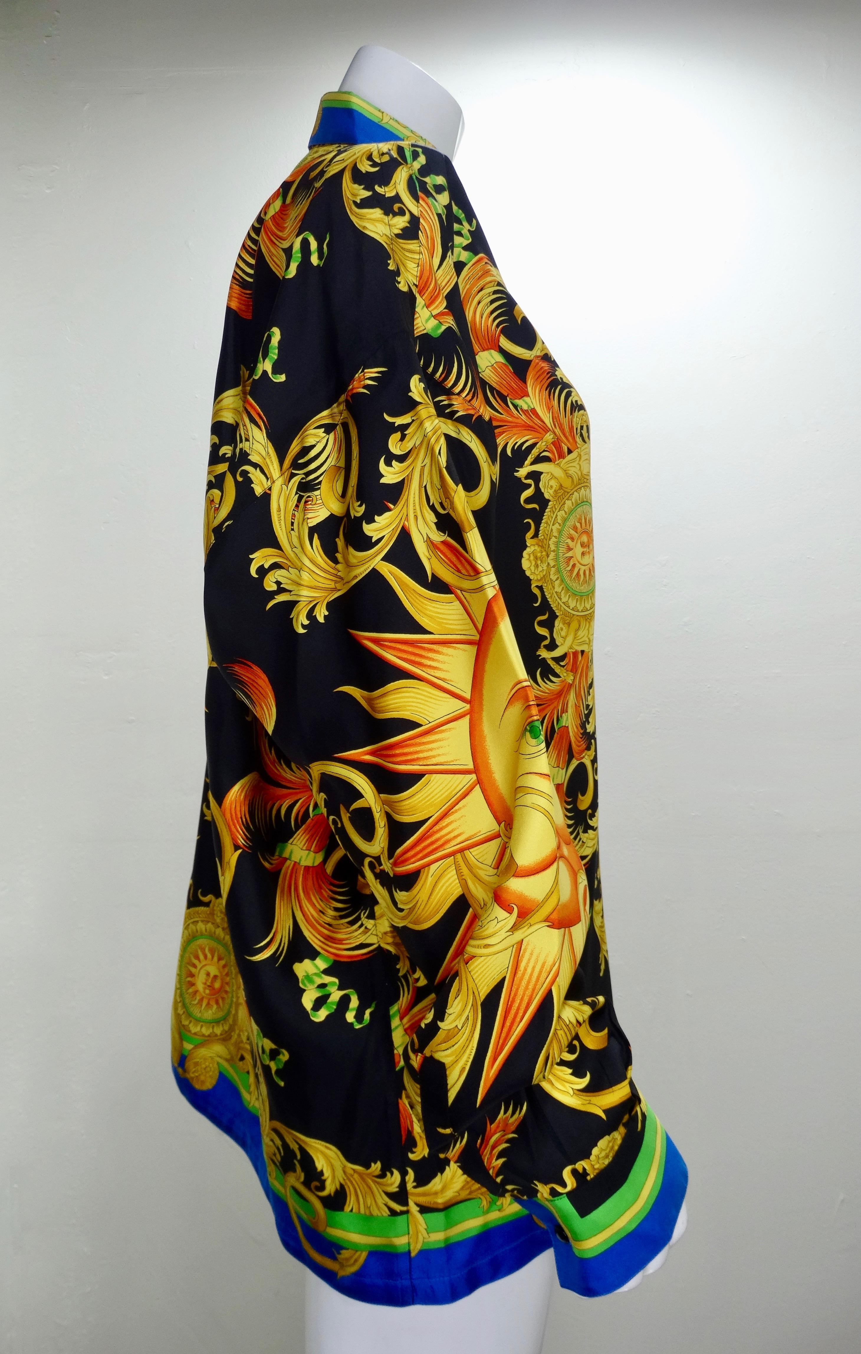 Women's or Men's Gianni Versace 1990s Celestial Sun Silk Shirt 