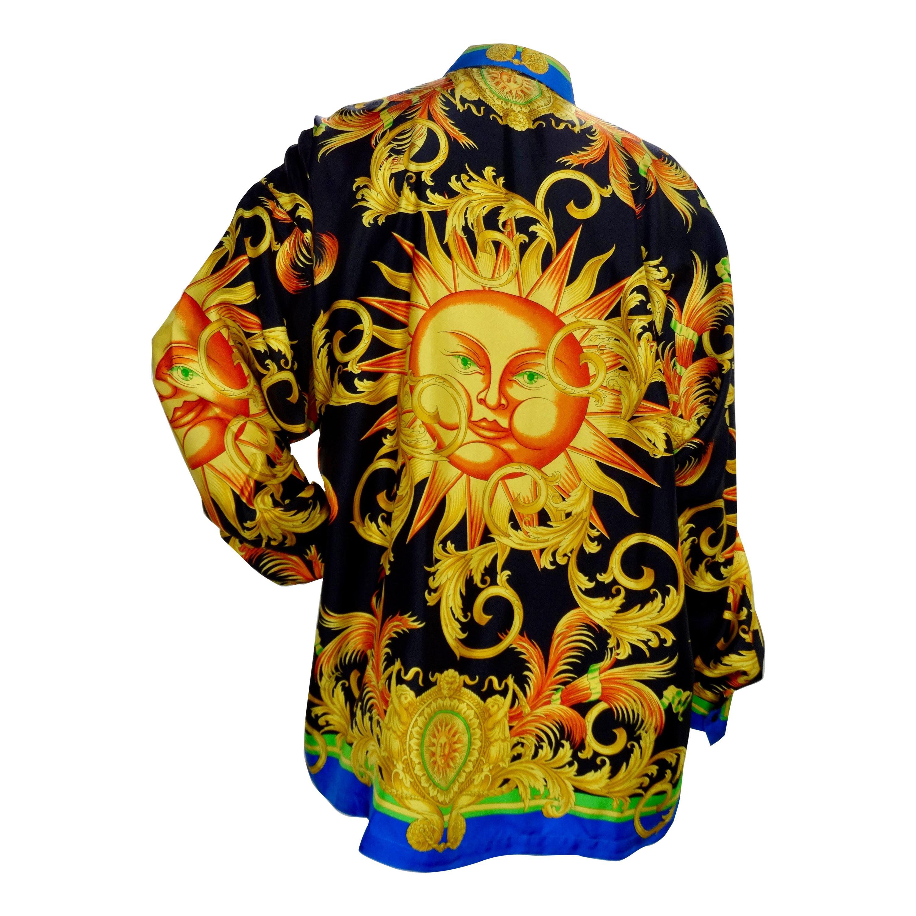 Gianni Versace 1990s Celestial Sun Silk Shirt 