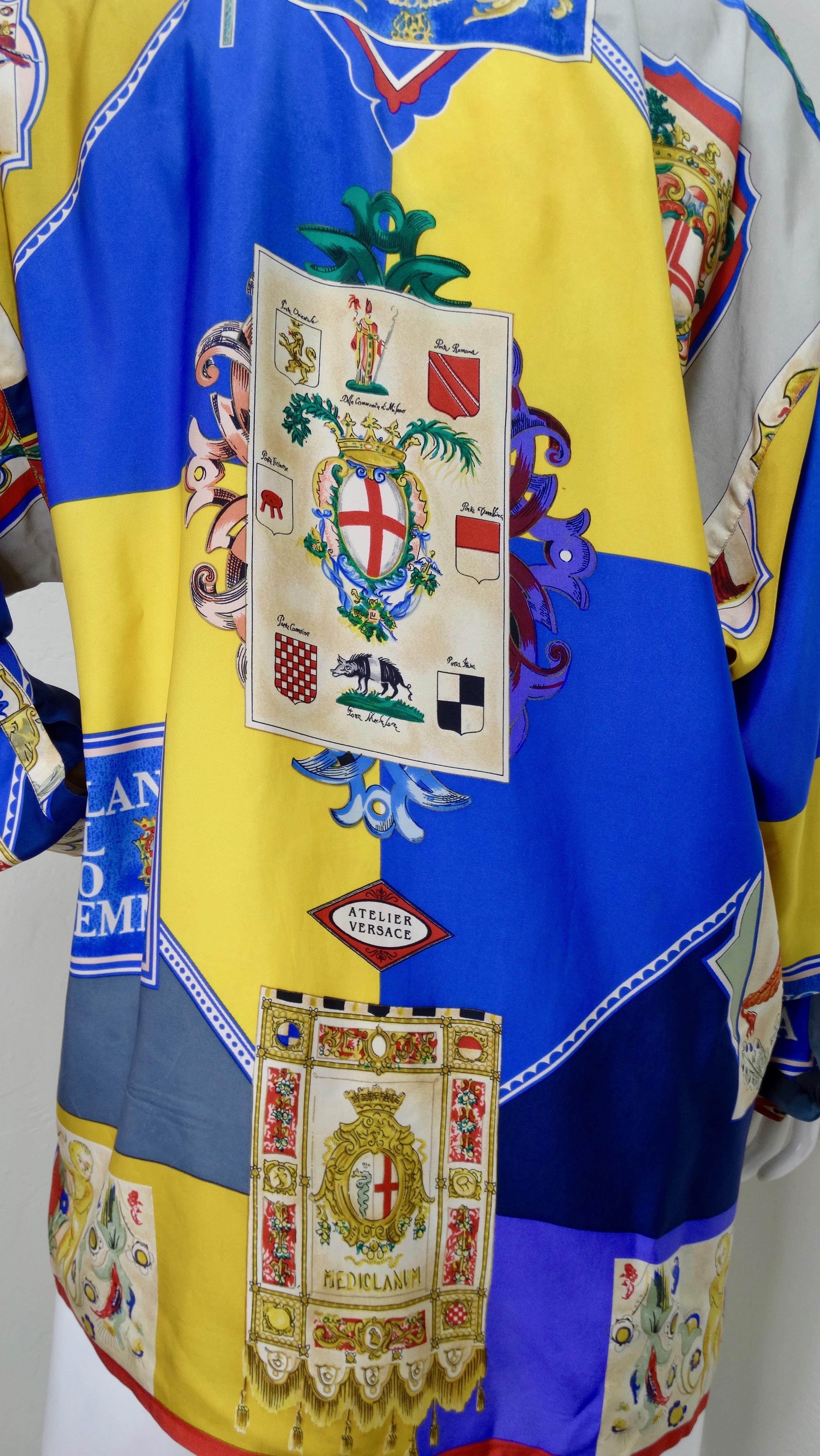 Gianni Versace 1990s Coat of Arms Silk Shirt  For Sale 3