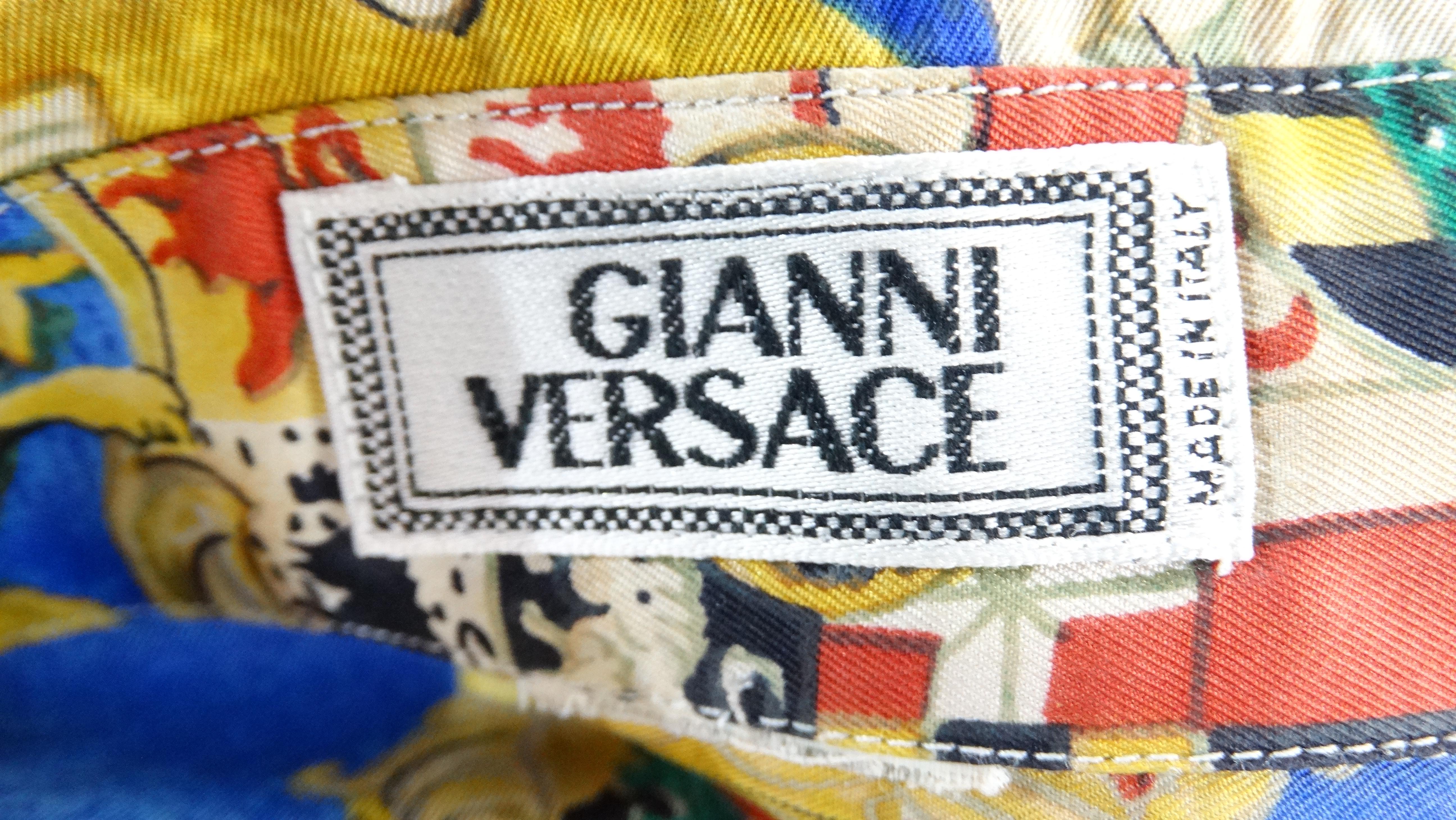 Women's or Men's Gianni Versace 1990s Coat of Arms Silk Shirt  For Sale