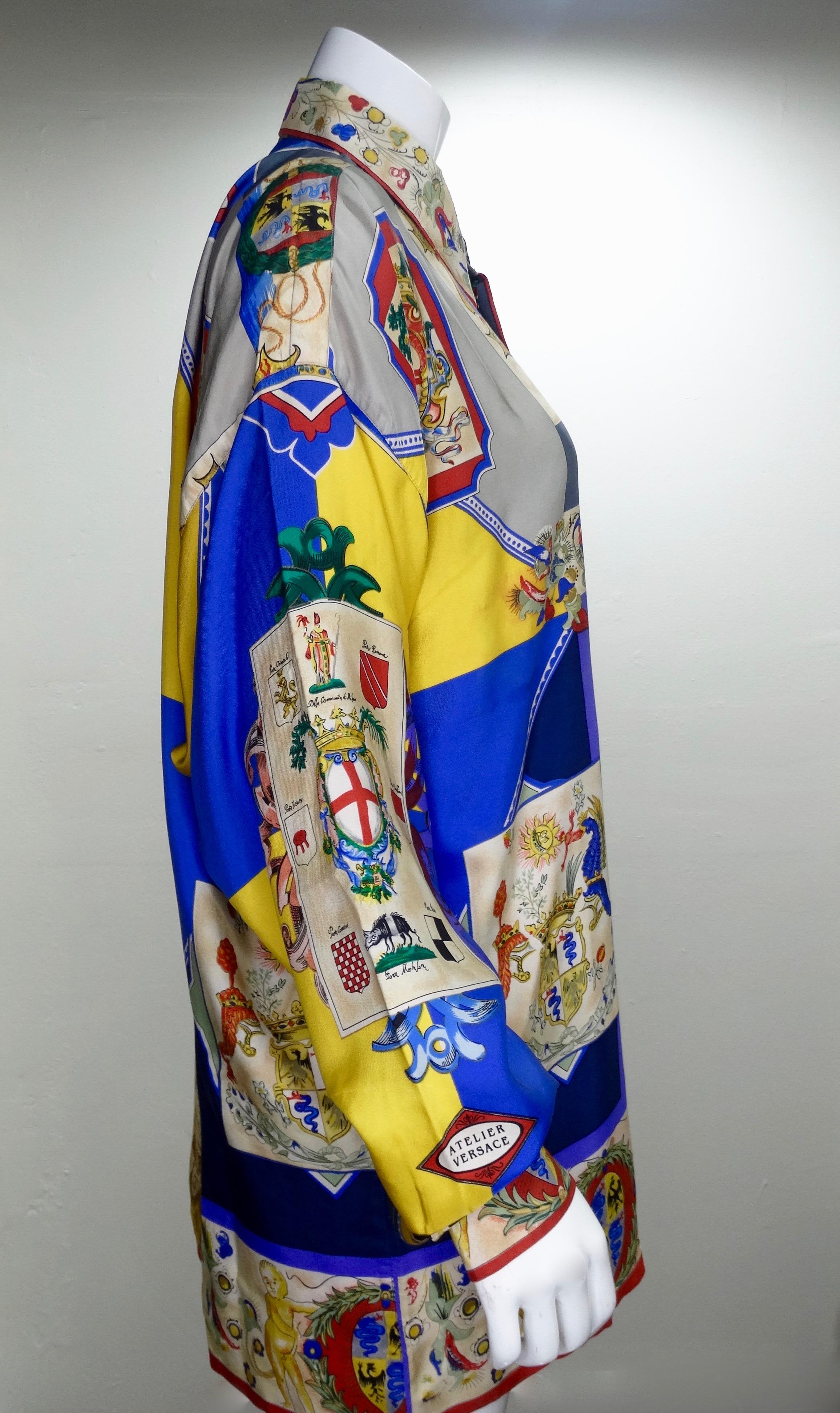 Gianni Versace 1990s Coat of Arms Silk Shirt  For Sale 2