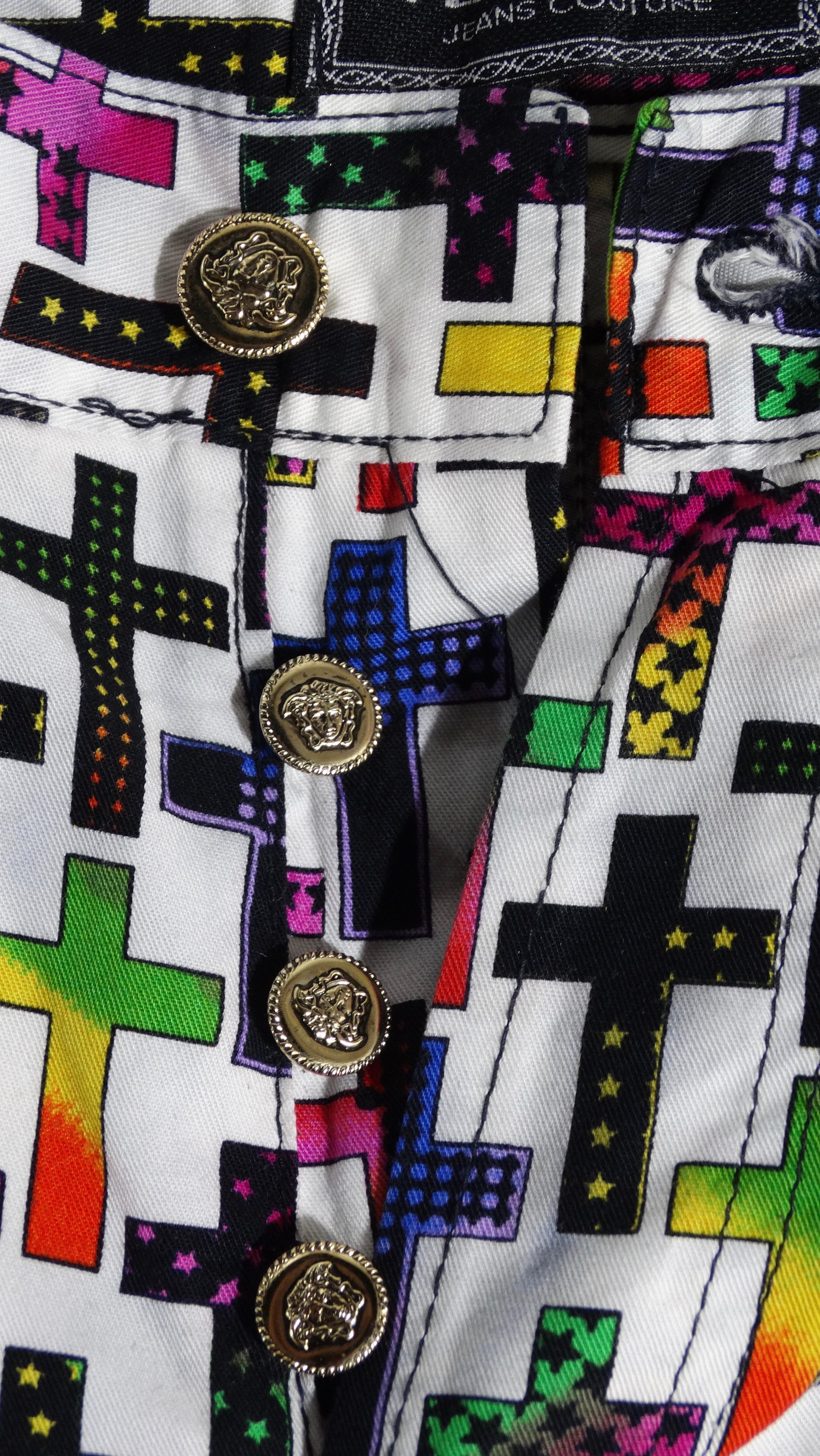 Gianni Versace 1990s Cross Print Jeans 1