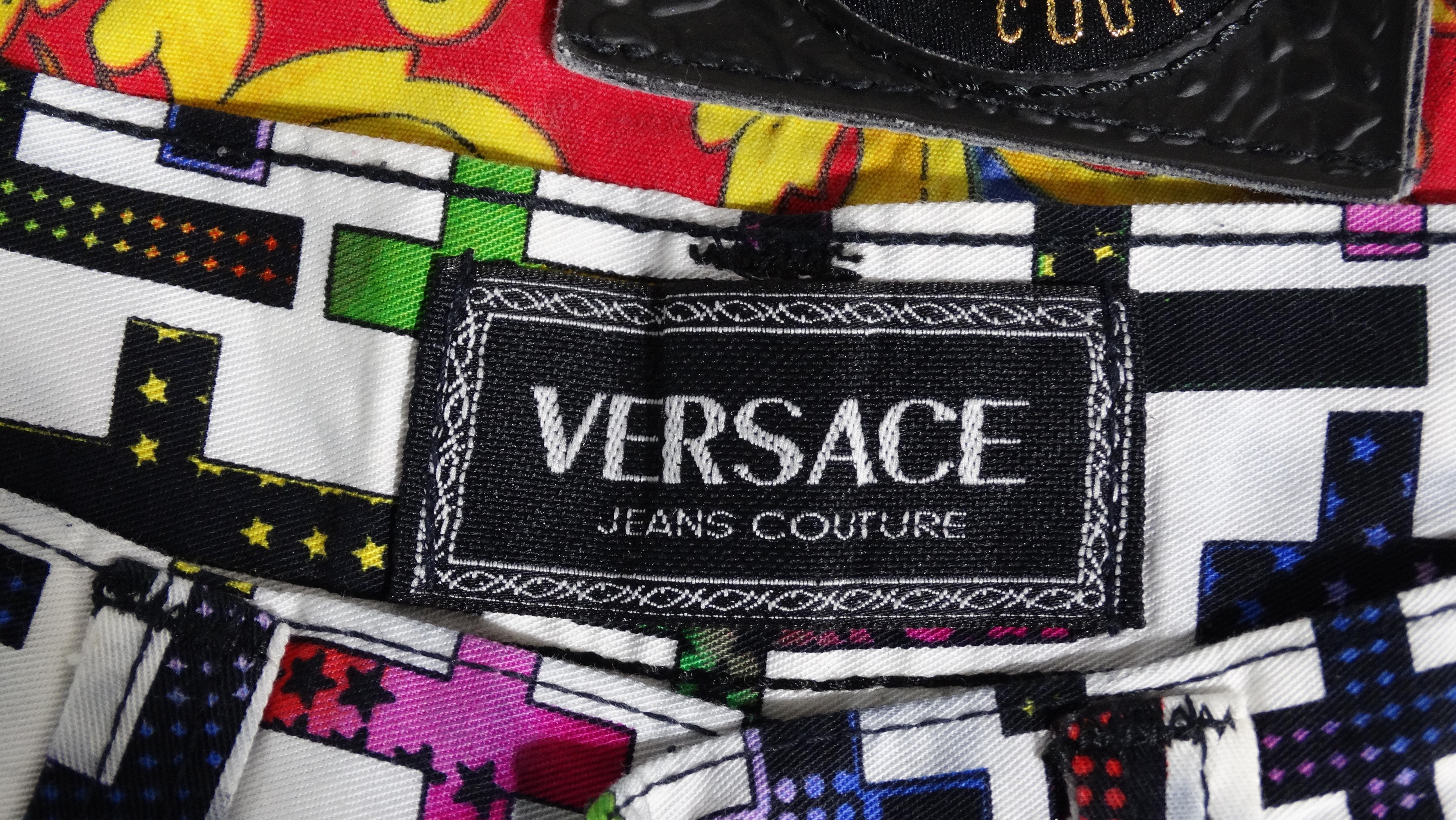 Women's Gianni Versace 1990s Cross Print Jeans