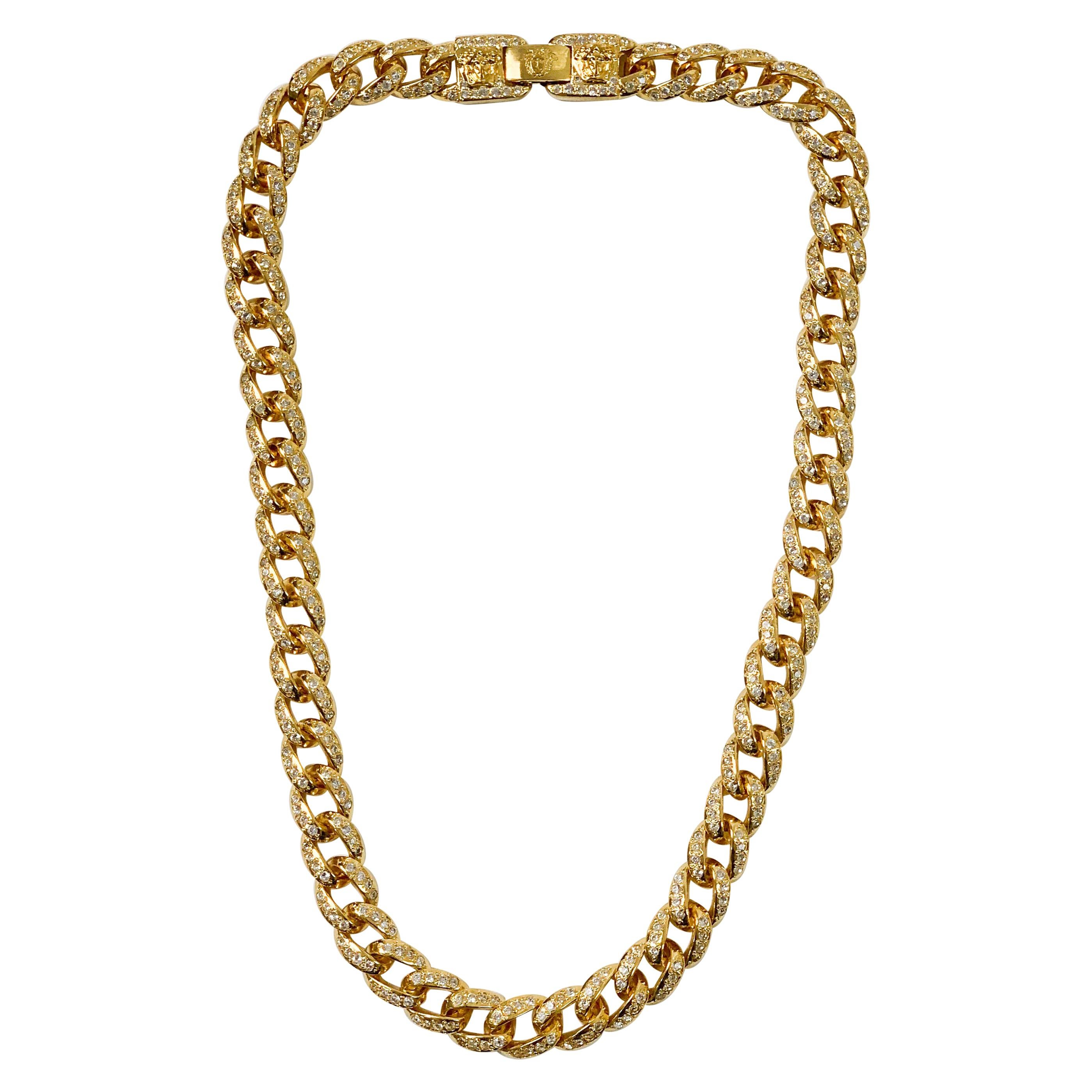 Gianni Versace 1990’s gold curb chain necklace 