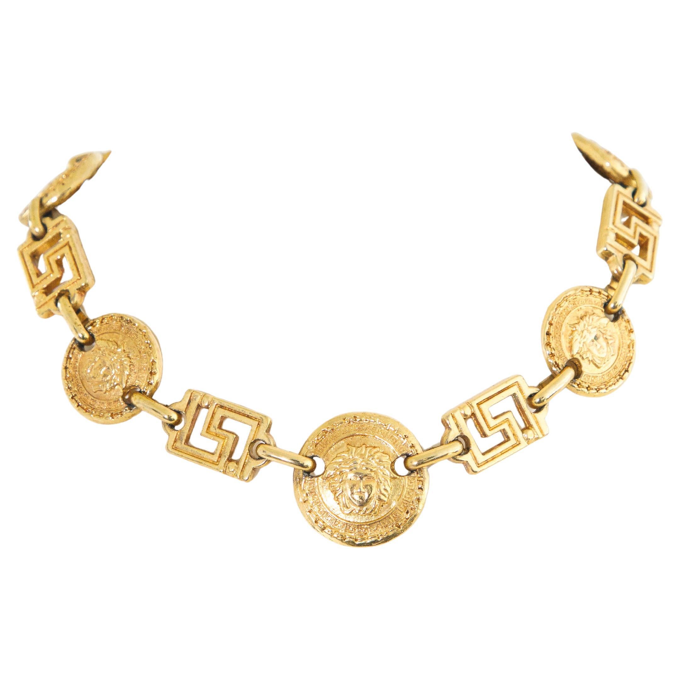 Gianni Versace 1990s Gold Medusa Necklace