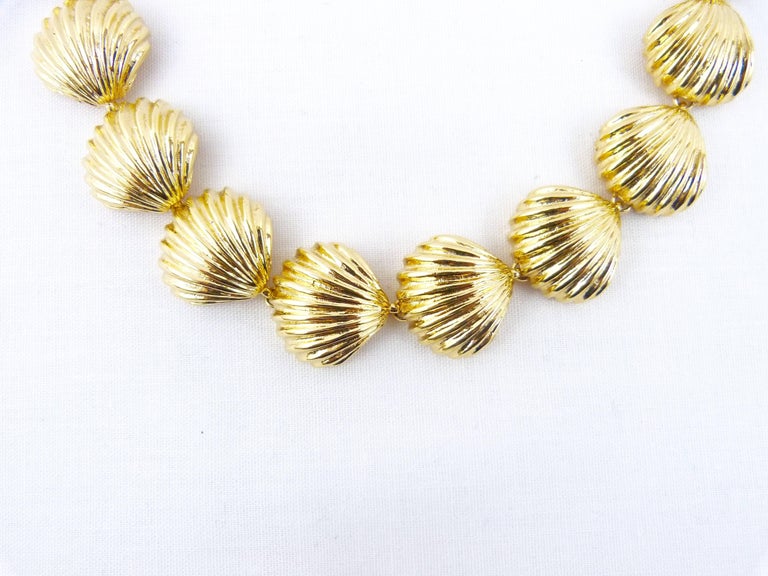 Gianni Versace 1990's gold tone shell necklace For Sale at 1stDibs
