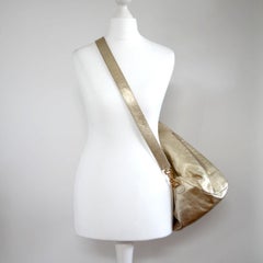 GIANNI VERSACE 1990s Golden Leather Pouch Shoulder Bag / Backpack