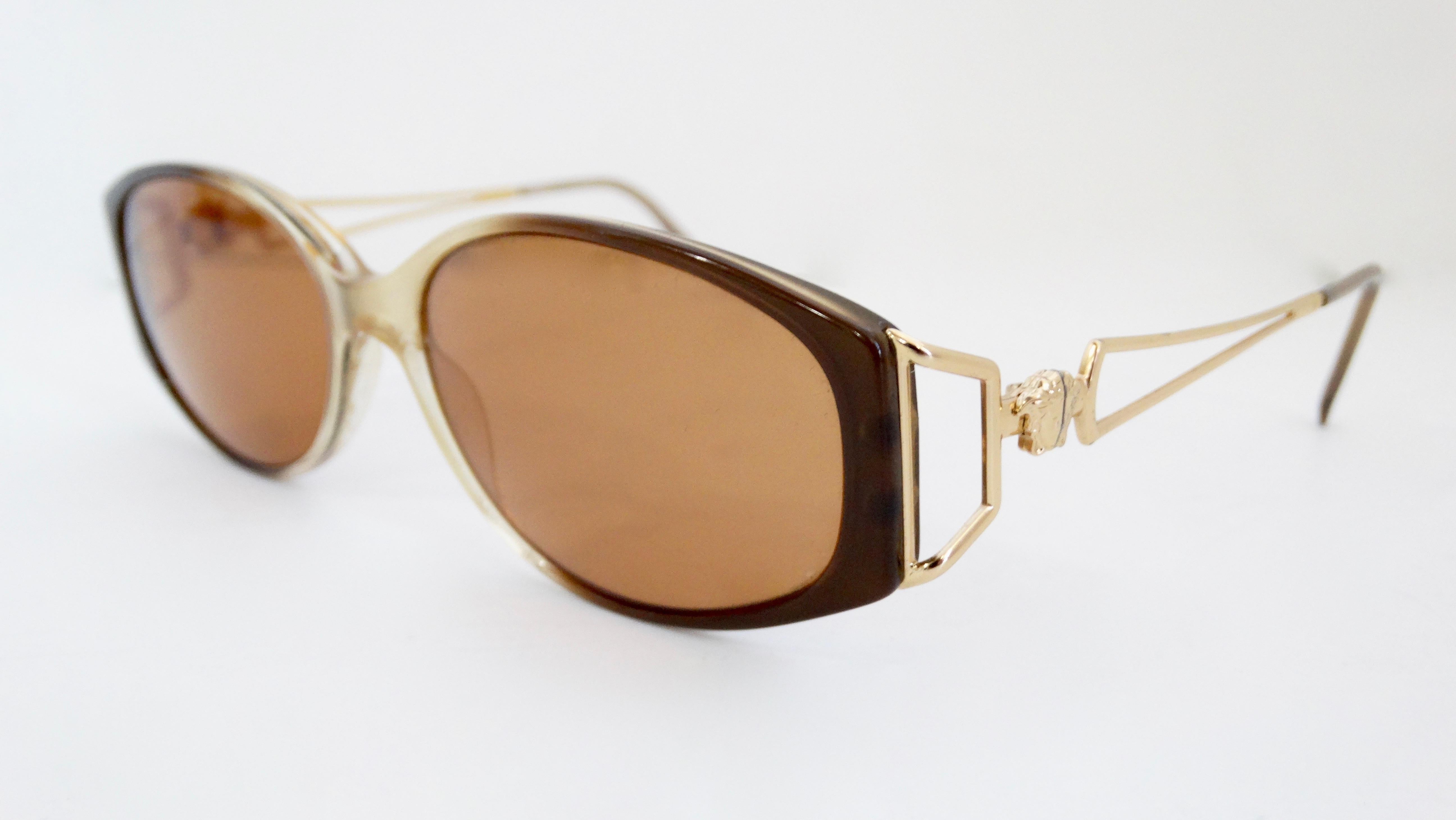 Brown Gianni Versace 1990s Gradient Frame Sunglasses  For Sale