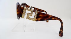 Gianni Versace 1990s Greek Key Tortoise Sunglasses