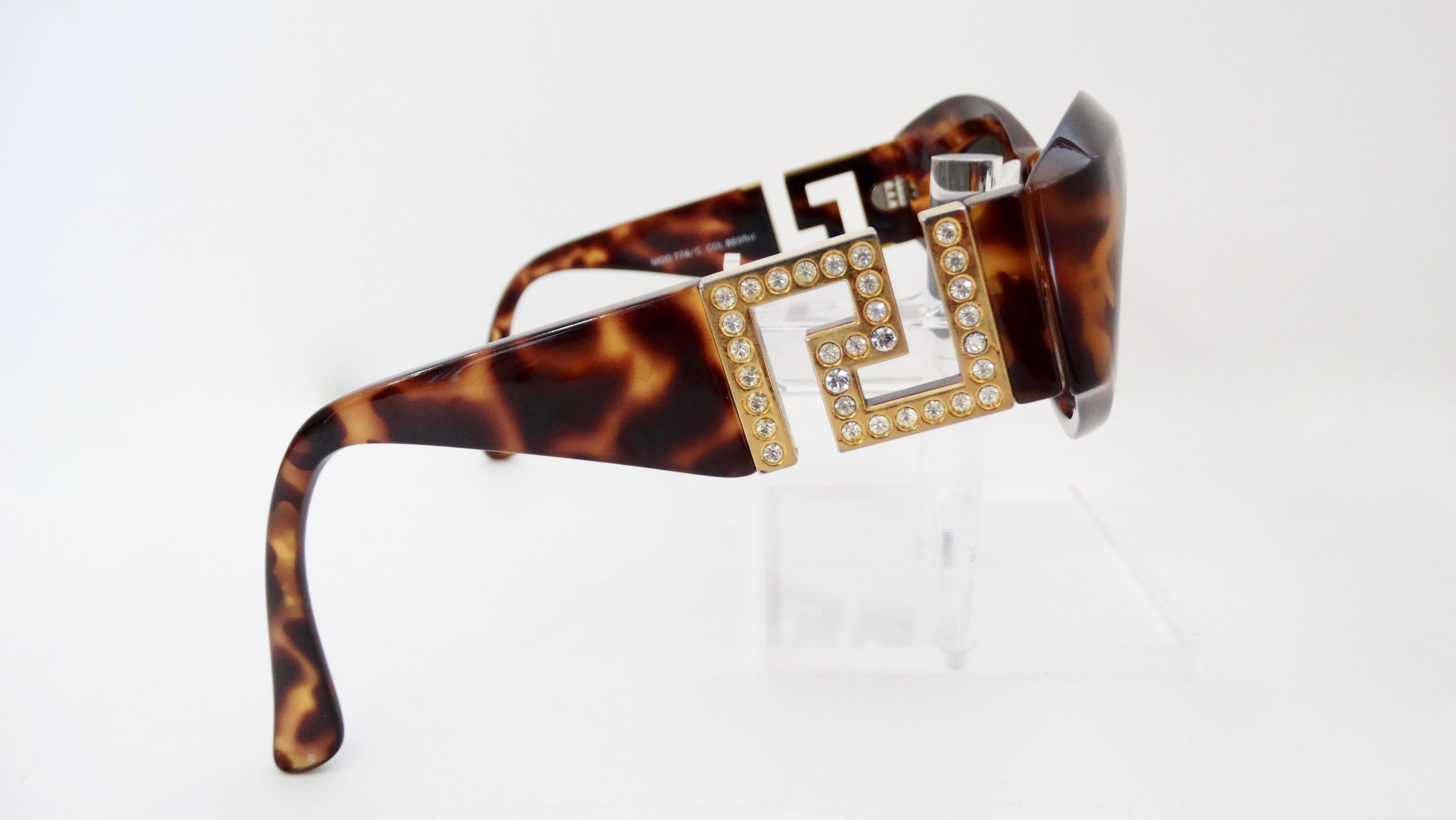 Gianni Versace 1990s Greek Key Tortoise Sunglasses  For Sale 1