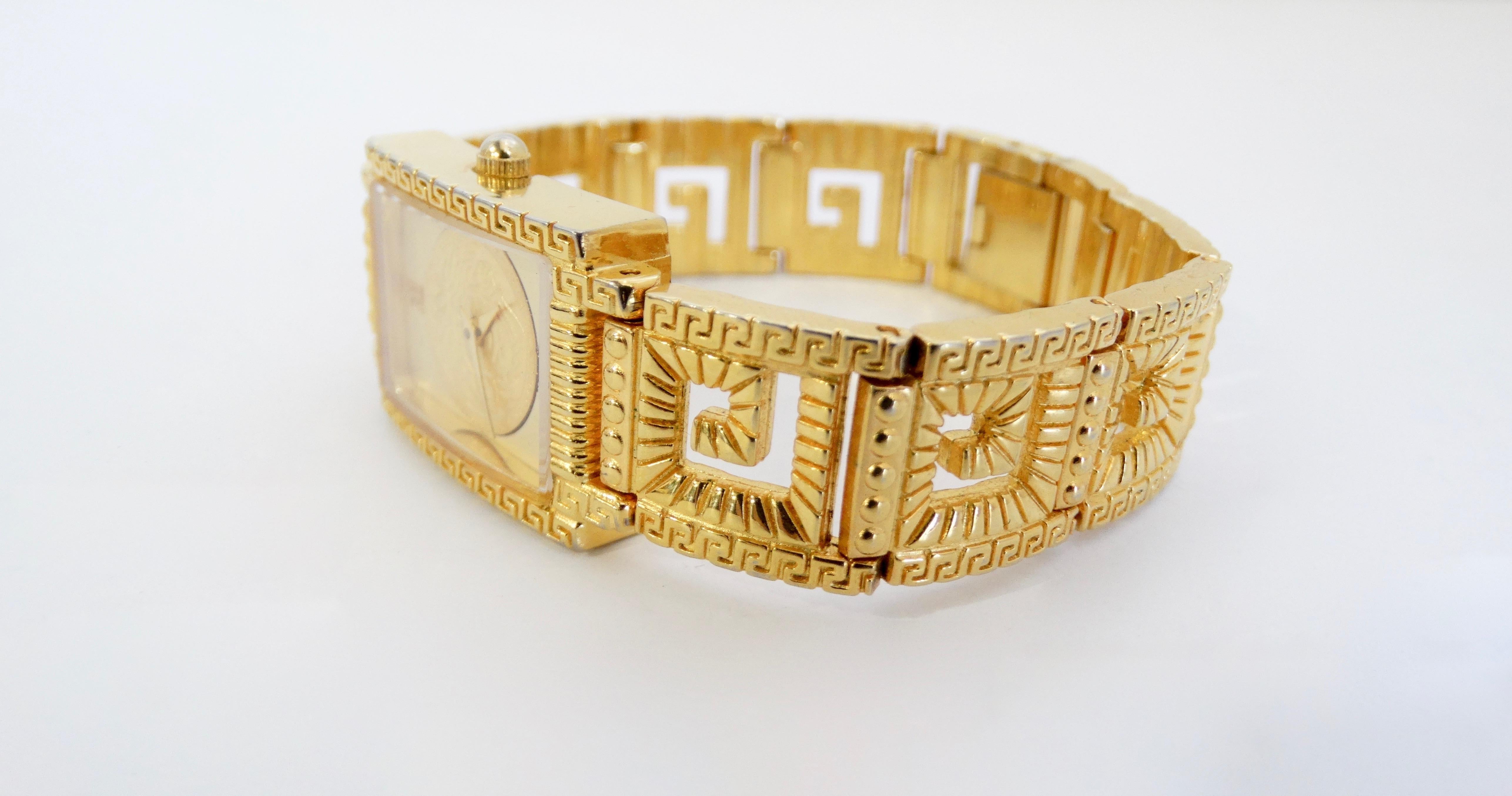 Gianni Versace 1990s Greek Key Wrist Watch 3