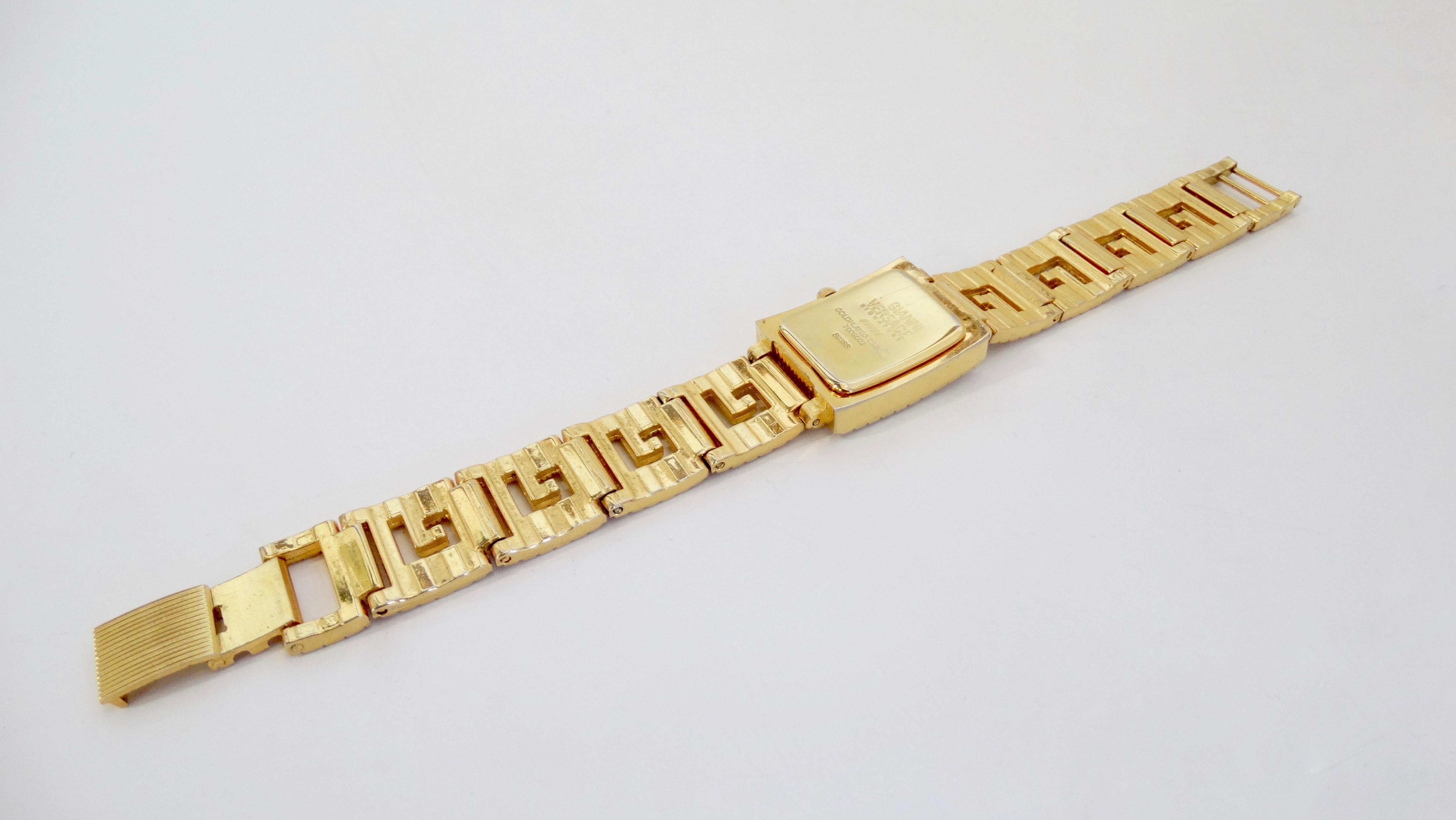 Women's or Men's Gianni Versace 1990s Greek Key Wrist Watch