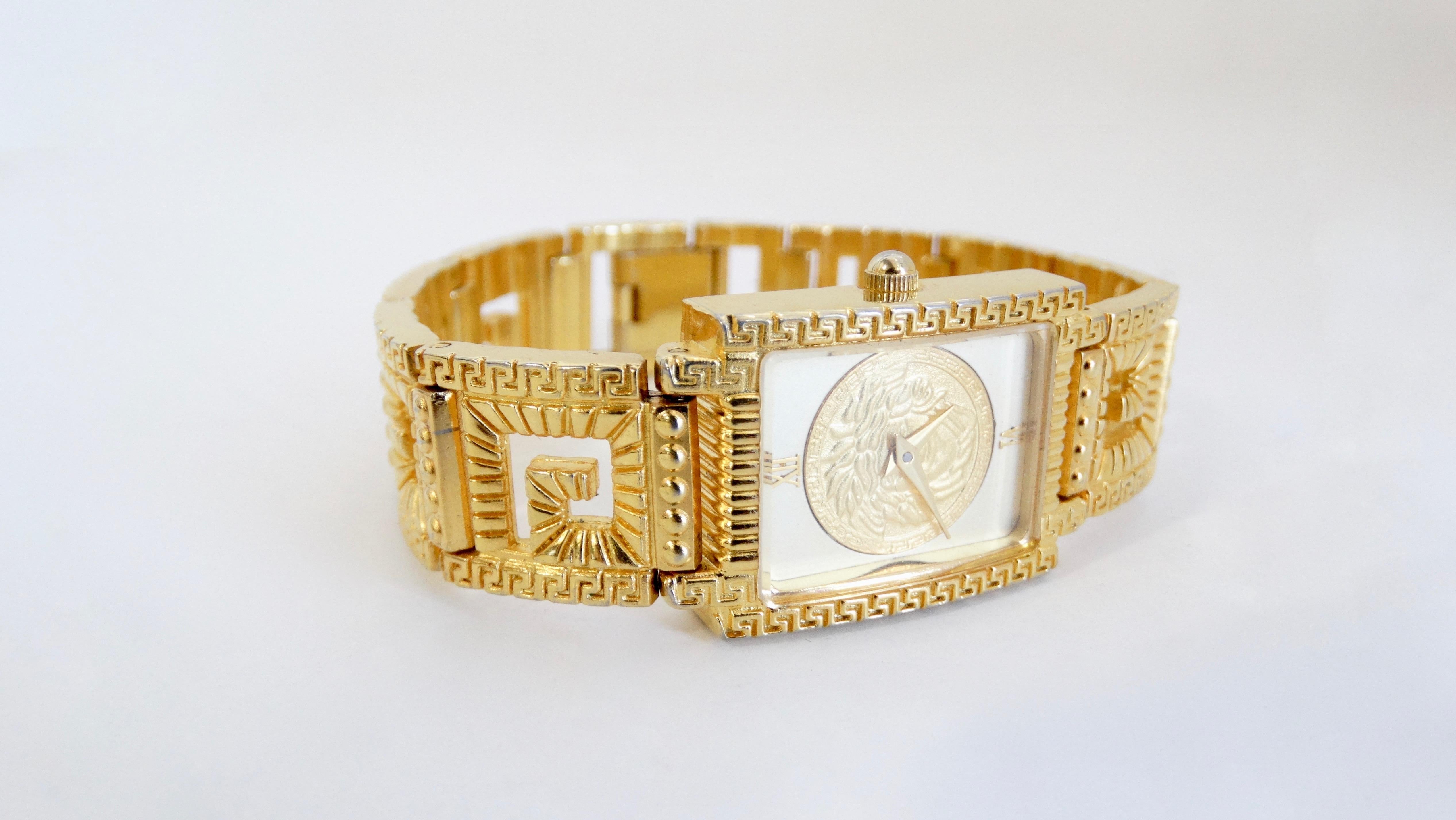 Gianni Versace 1990s Greek Key Wrist Watch 1