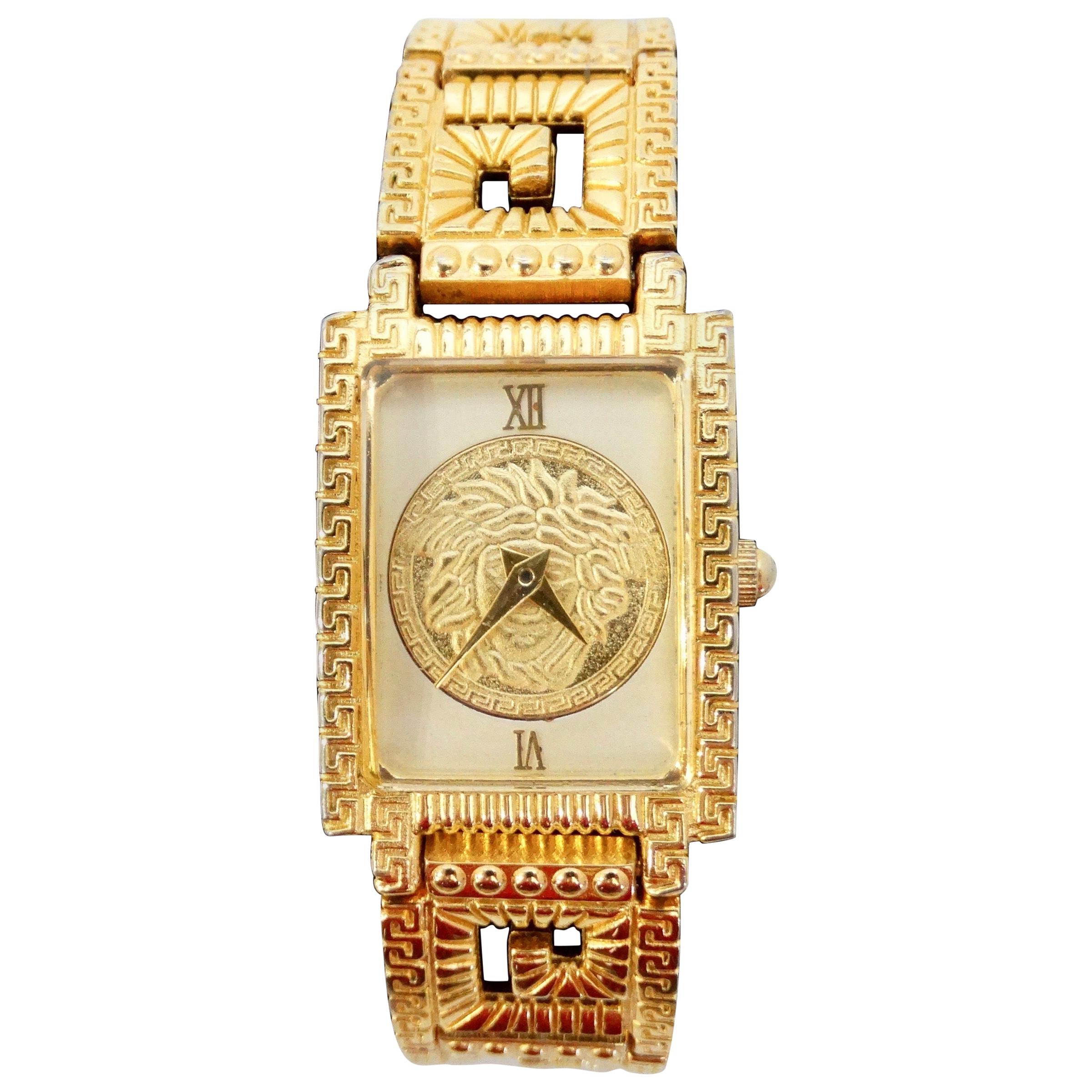 Gianni Versace 1990s Greek Key Wrist Watch