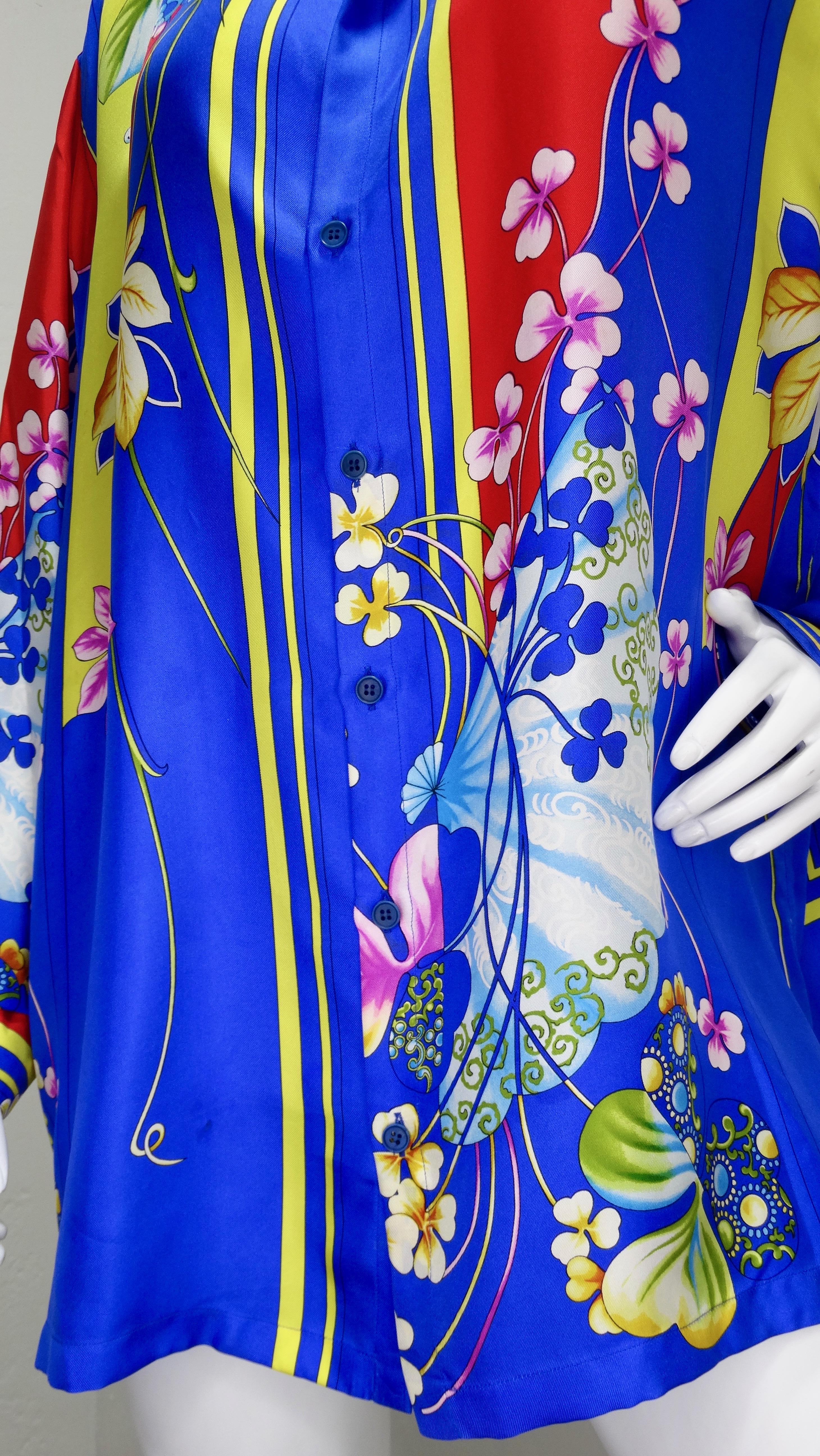 Gianni Versace Japanisch inspiriertes Seidenhemd, 1990er Jahre  im Angebot 5