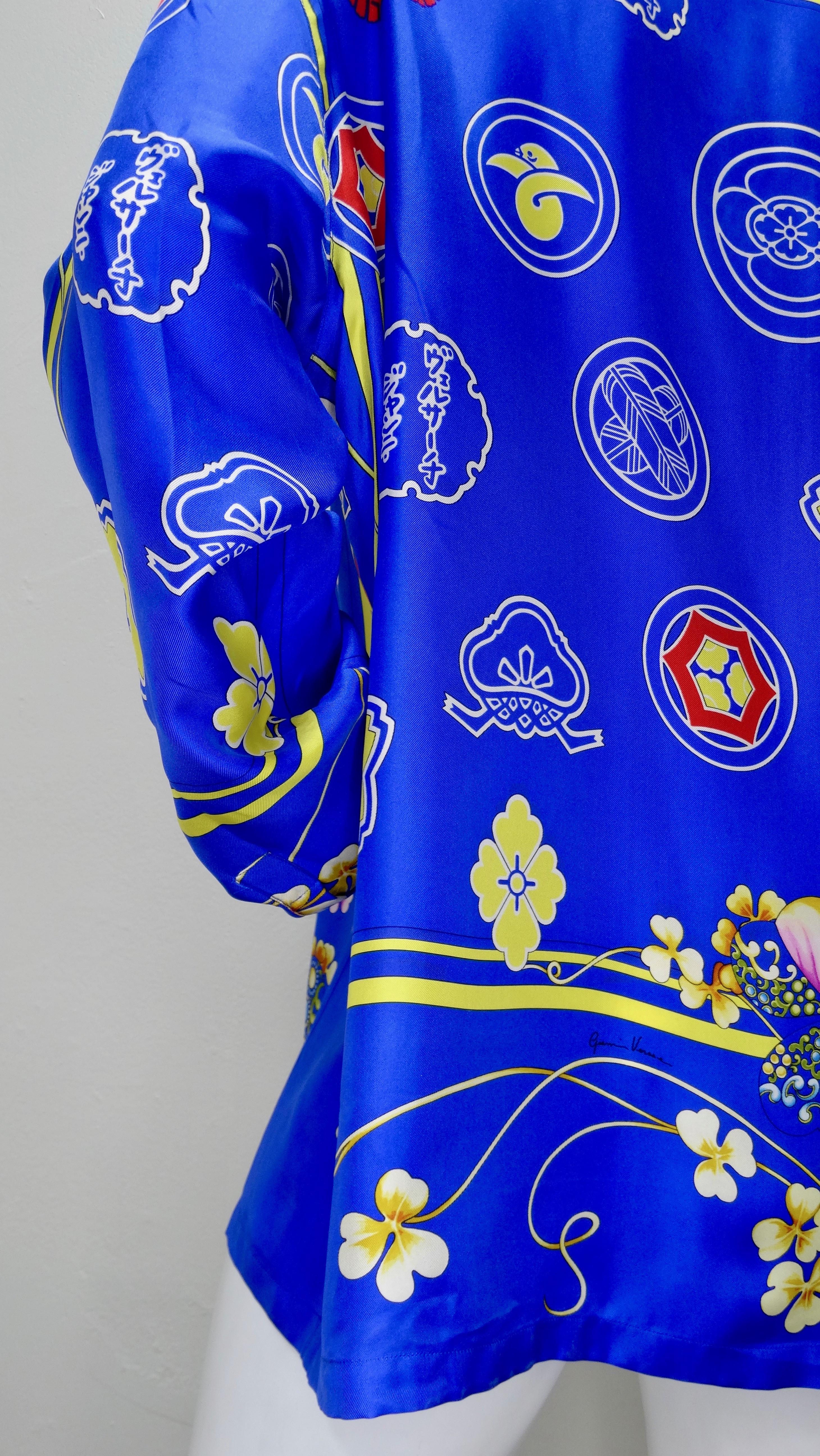 Gianni Versace Japanisch inspiriertes Seidenhemd, 1990er Jahre  im Angebot 6