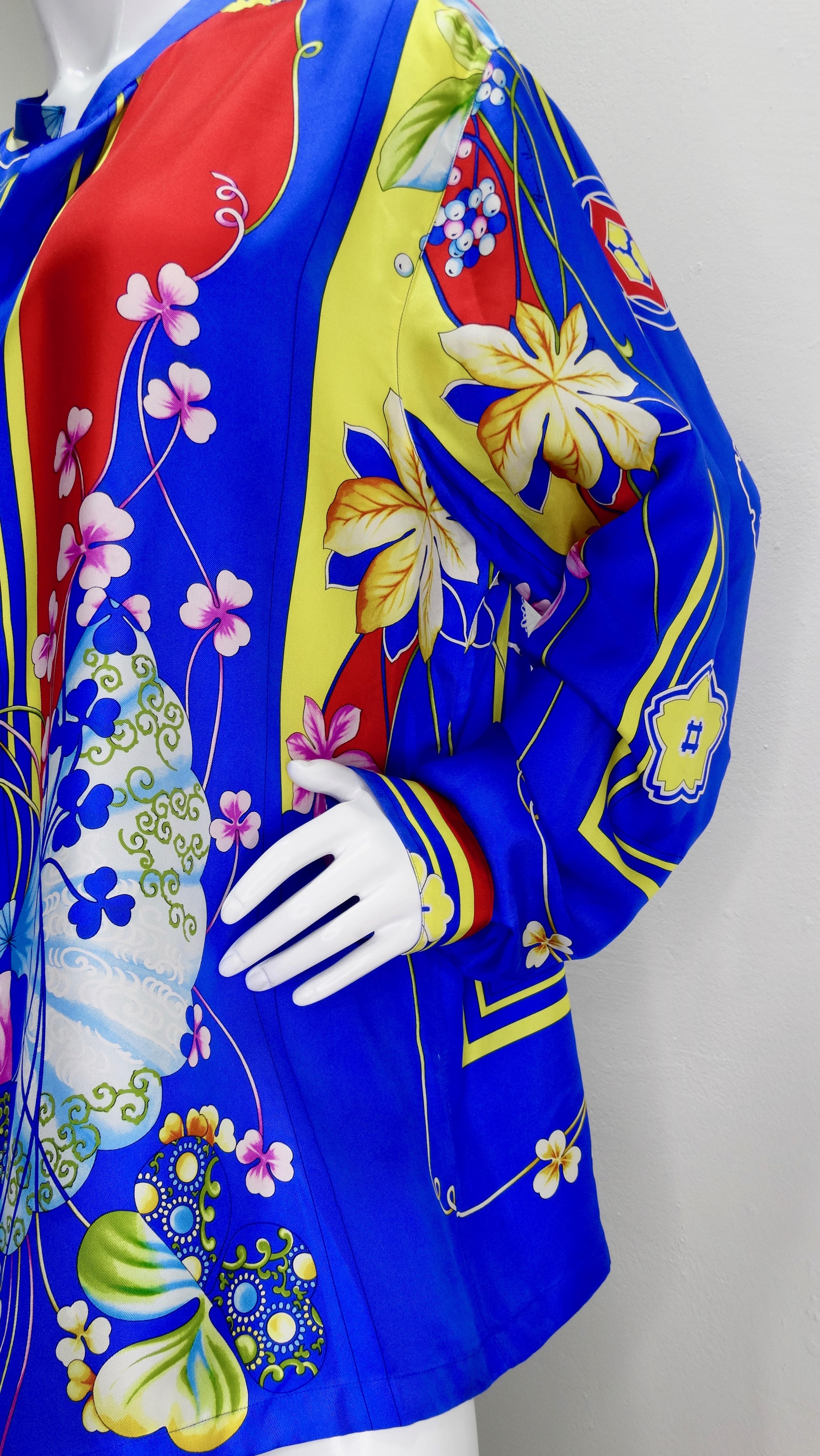 Gianni Versace Japanisch inspiriertes Seidenhemd, 1990er Jahre  im Angebot 8