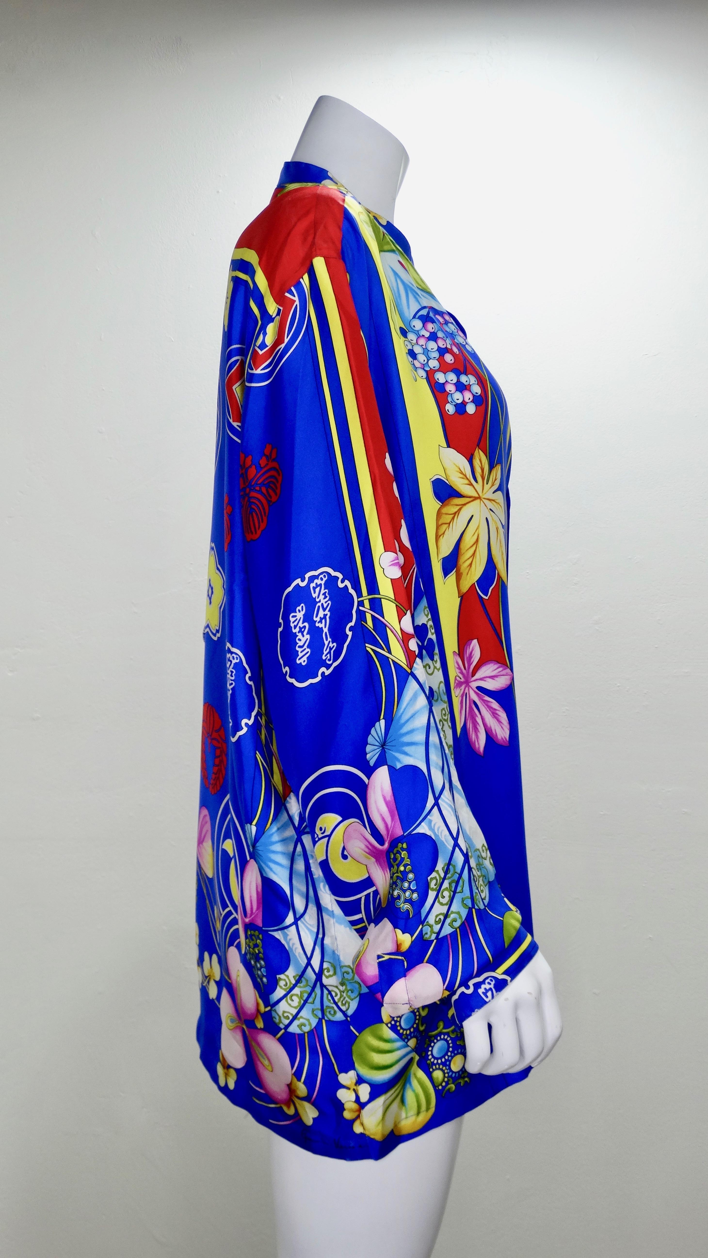 Chemise en soie d'inspiration japonaise Gianni Versace des années 1990  en vente 2