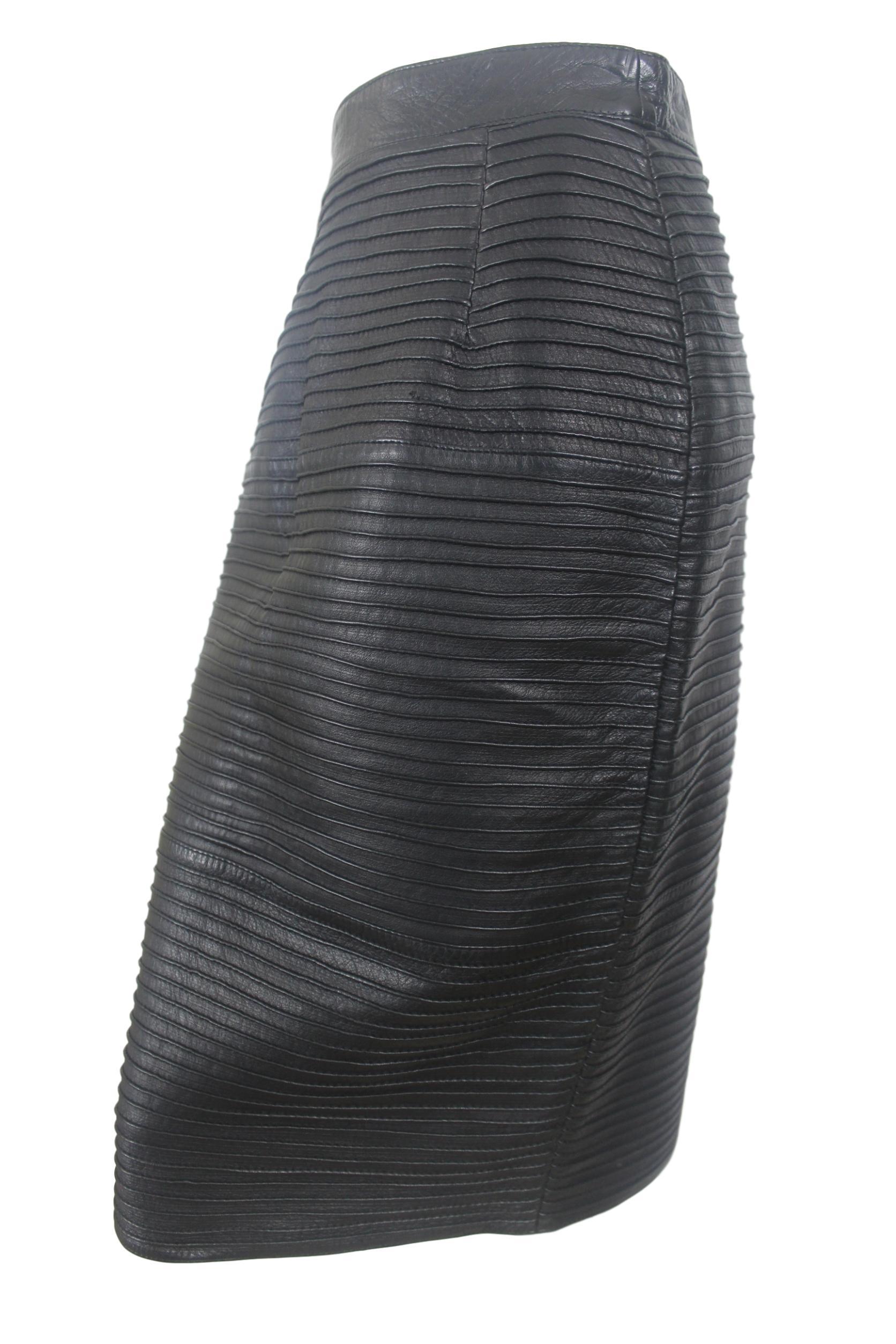 Black Gianni Versace 1990s Leather Skirt For Sale