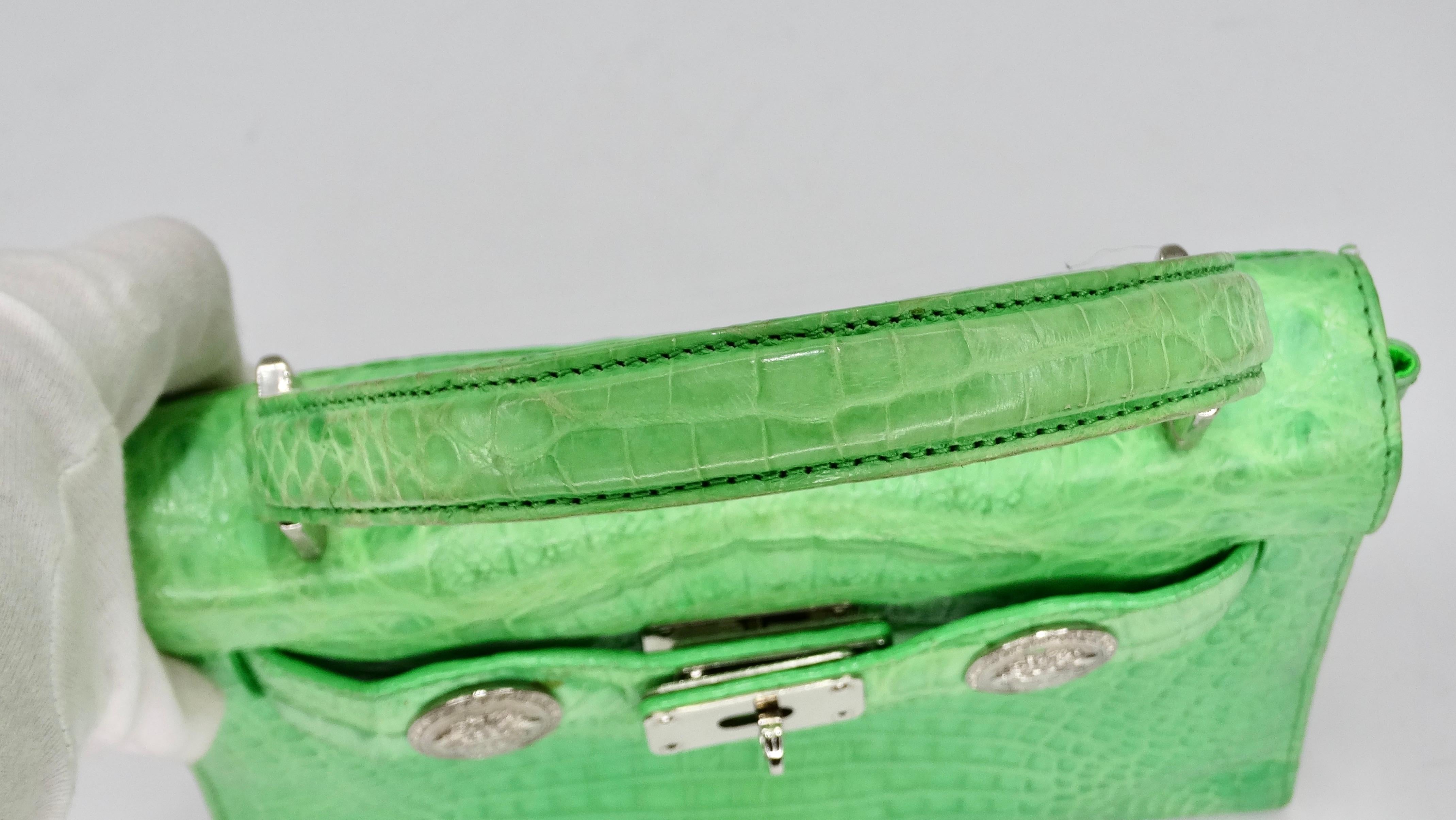 Gianni Versace 1990s Lime Green Crocodile Mini Handbag 1