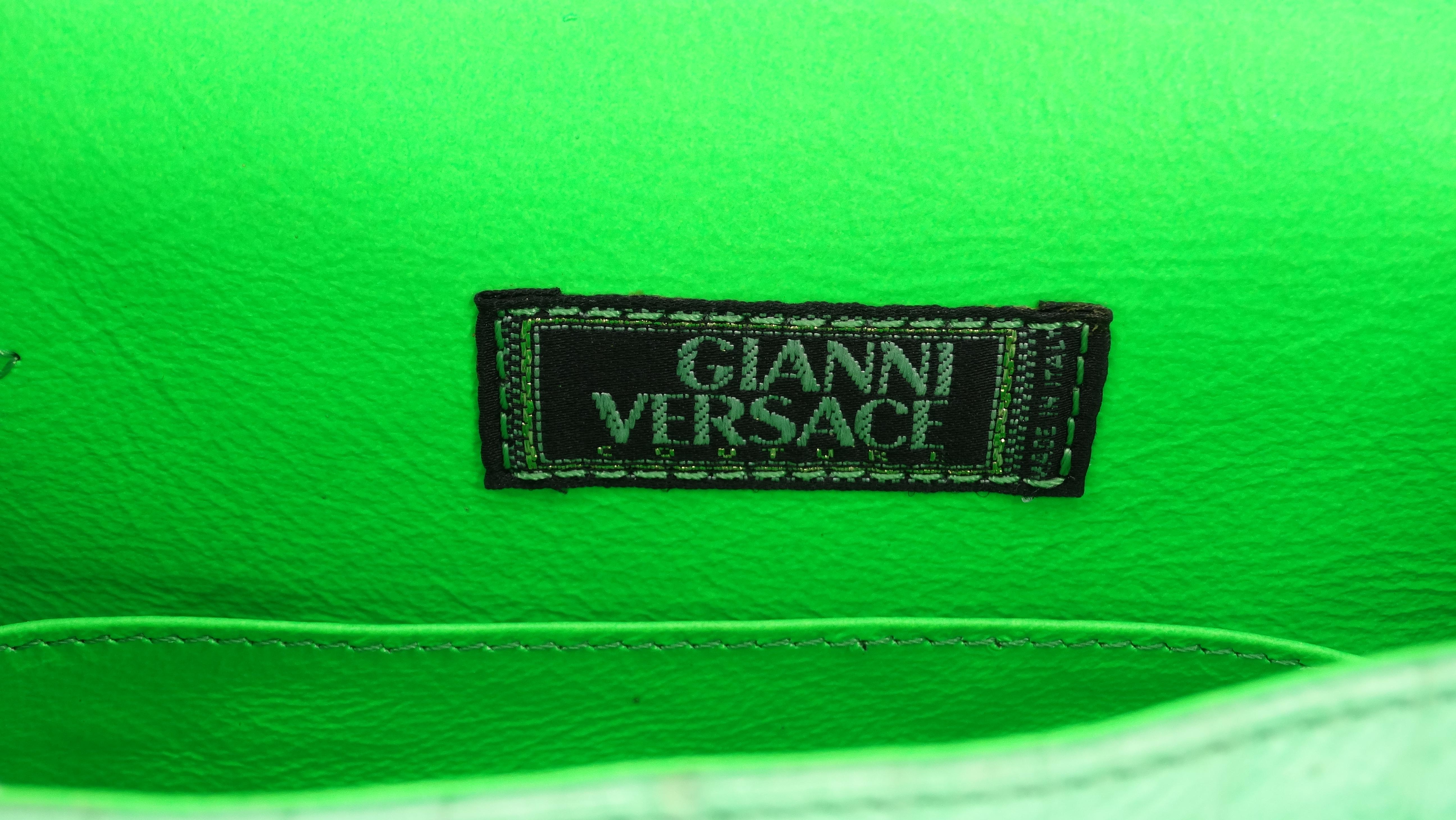 Gianni Versace 1990s Lime Green Crocodile Mini Handbag 2