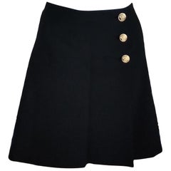 Gianni Versace 1990's Medusa Gold Plated Buttons A-Line Skirt IT 38 US 2 4