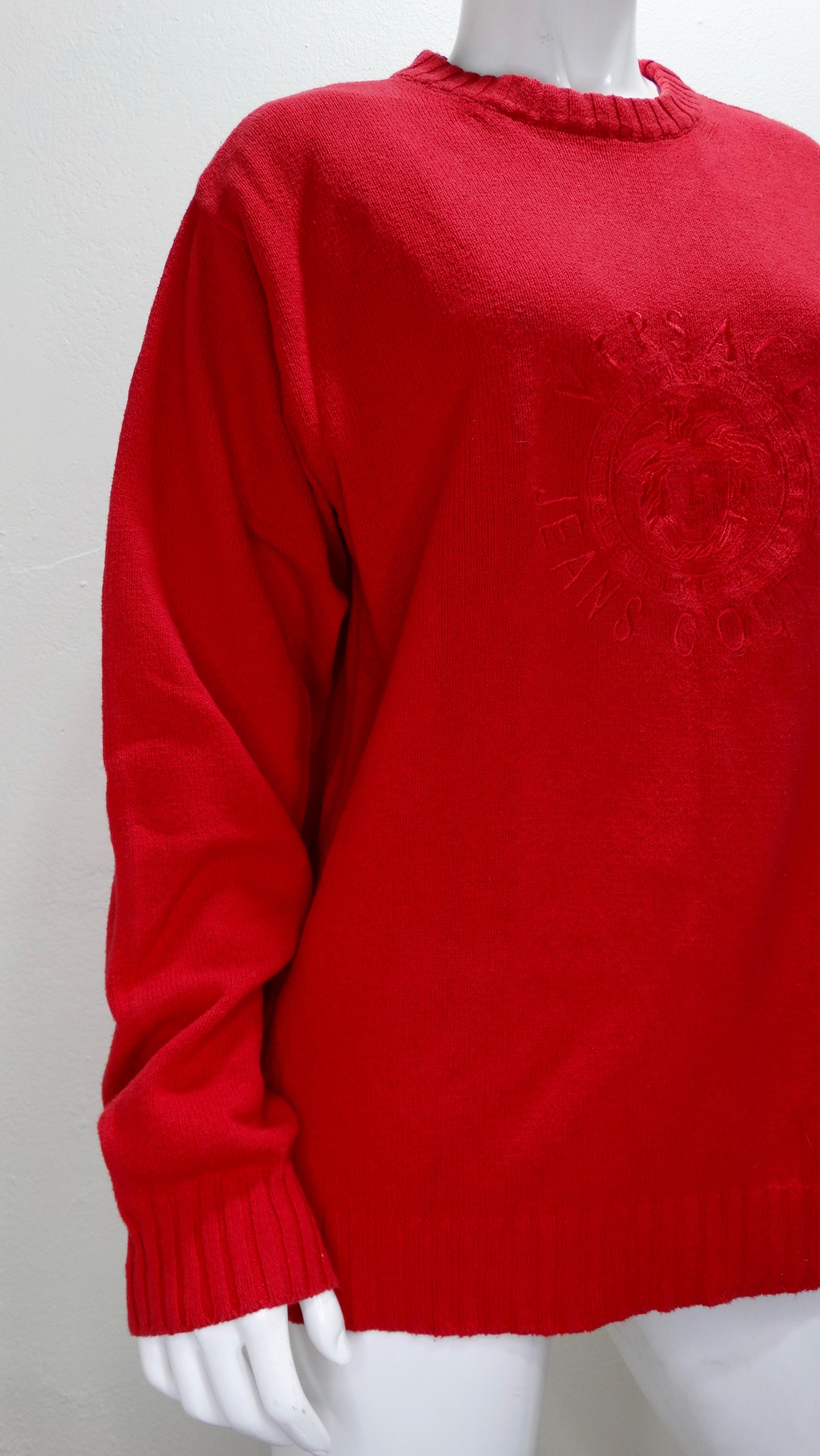 Women's or Men's Gianni Versace 1990s Medusa Red Sweater 