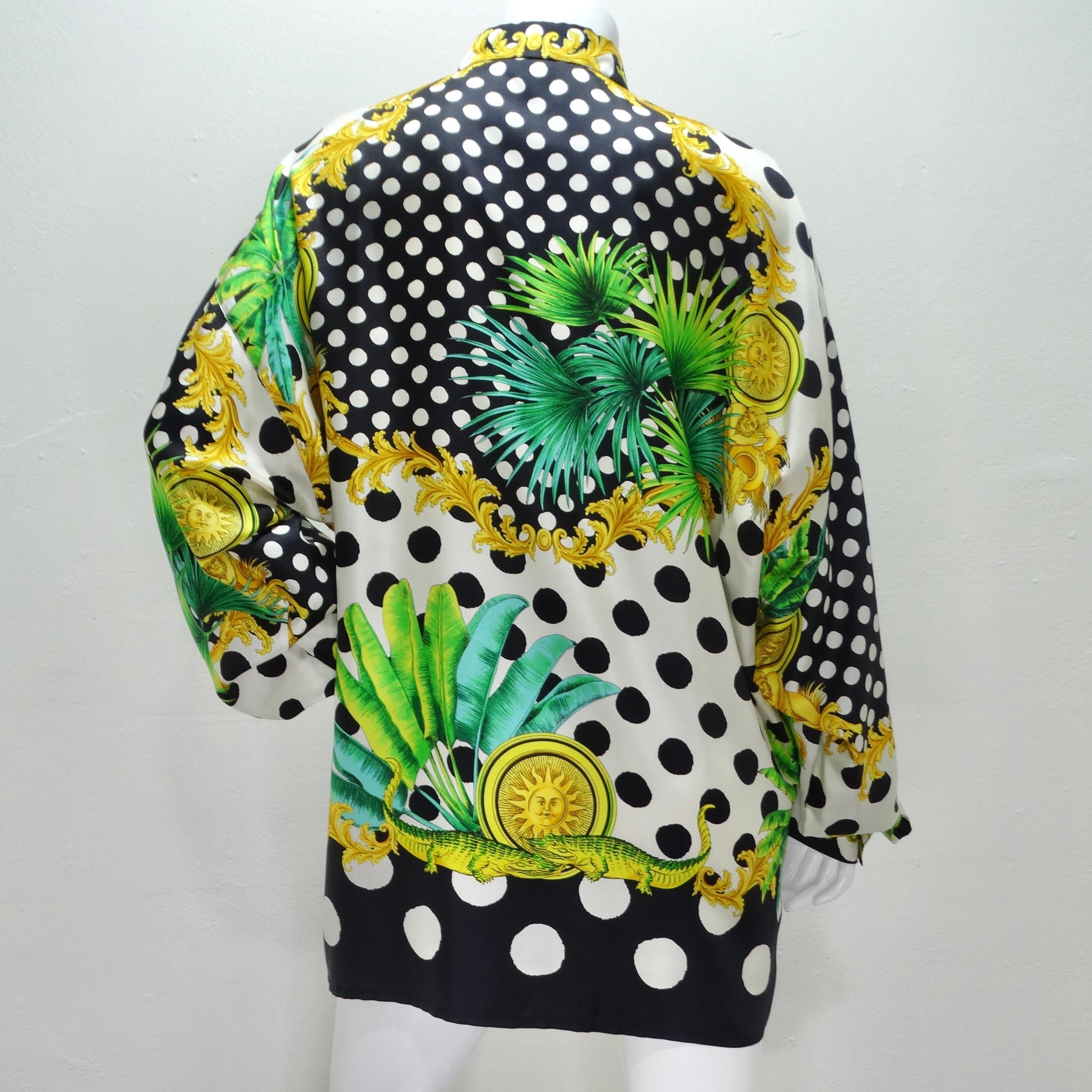 Gianni Versace 1990s Miami Collection Silk Printed Shirt For Sale 1