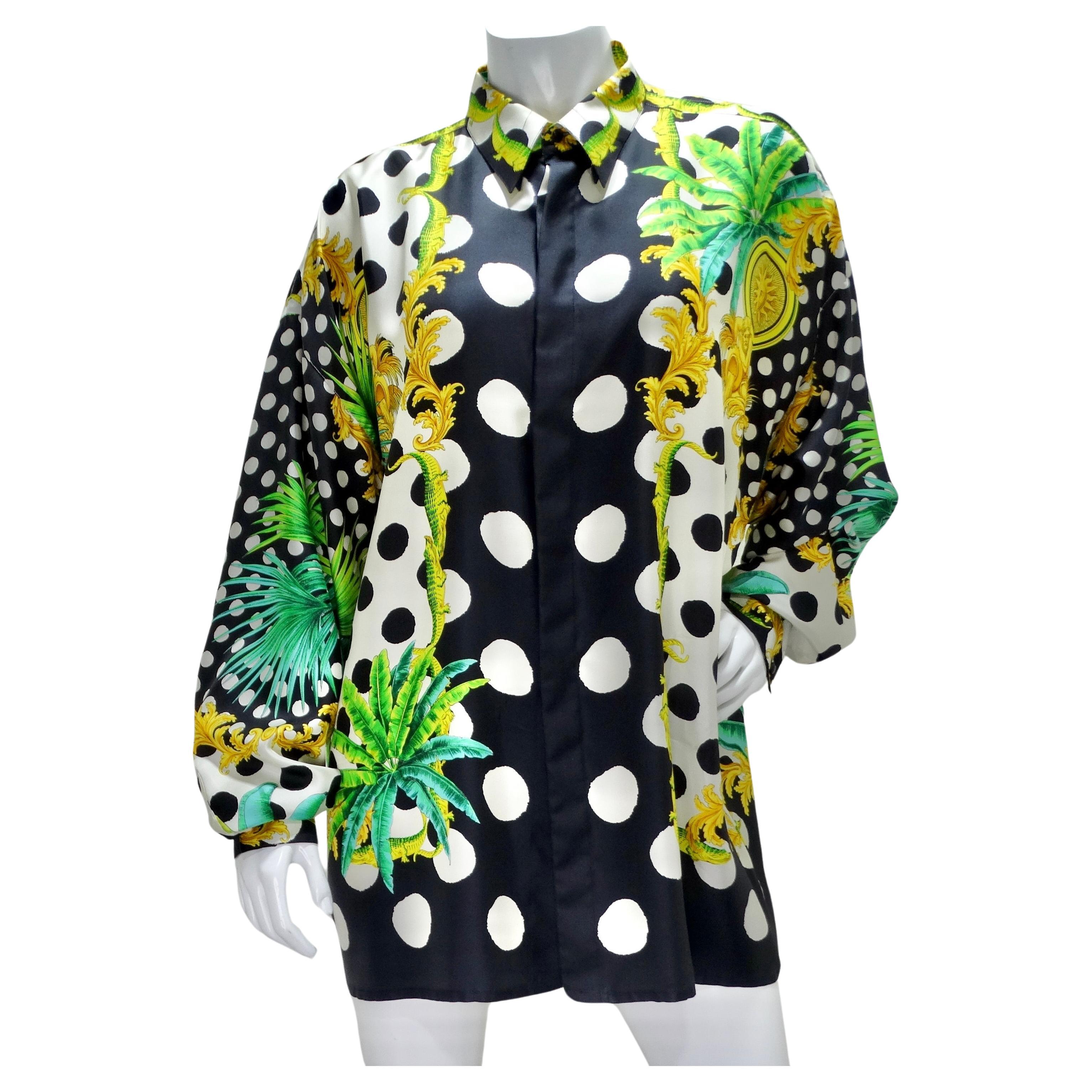 Gianni Versace 1990s Miami Collection Silk Printed Shirt For Sale