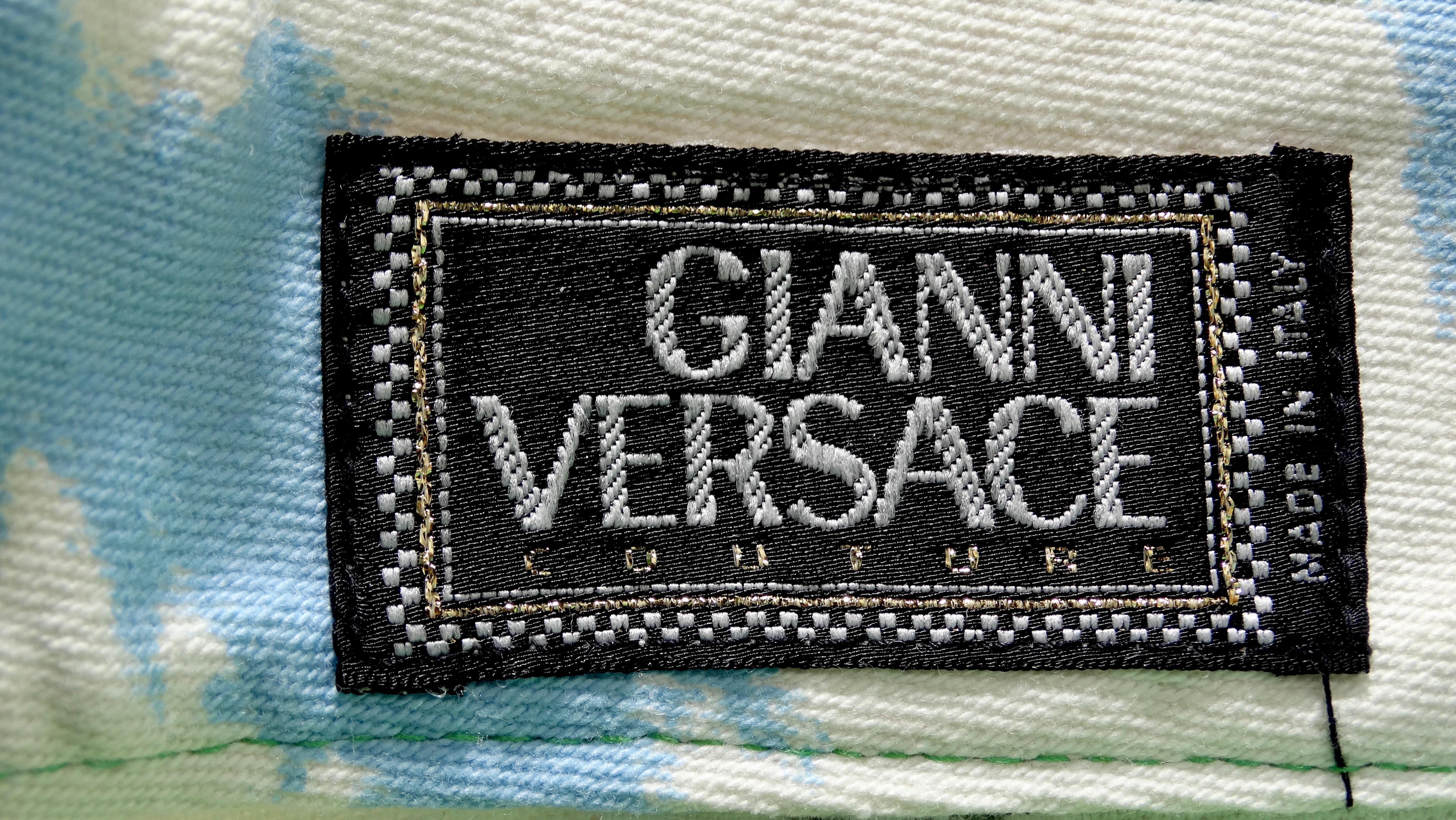 Gianni Versace 1990s Miami Print Jeans For Sale 3