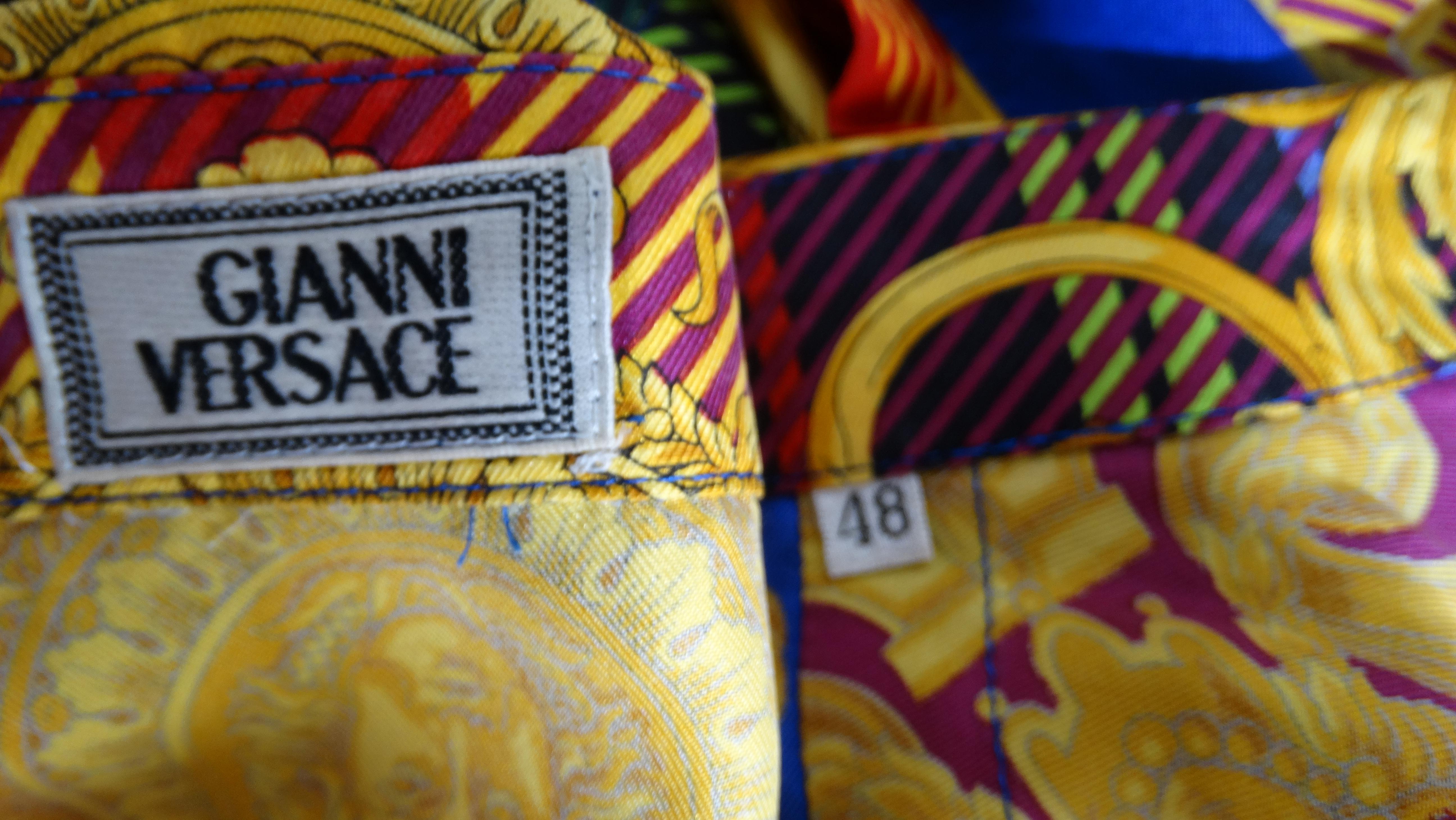 Gianni Versace - Chemise en soie à carreaux multicolores, années 1990  en vente 3